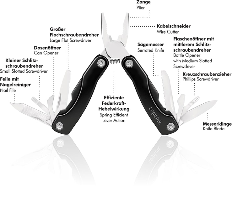 LOGILINK 11-in-1 Multitool, WZ0085, mit Nylontasche