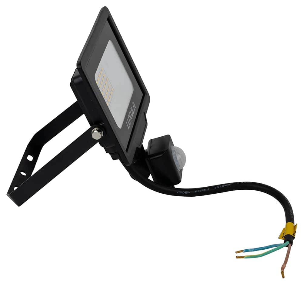 LUXULA LED-Fluter mit Bewegungsmelder, EEK: F, 20W, 2000lm, 3000K, schwarz