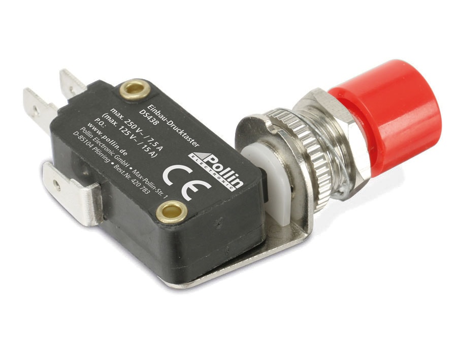 Einbau-Drucktaster DS438, 7,5 A/250 V~, rot