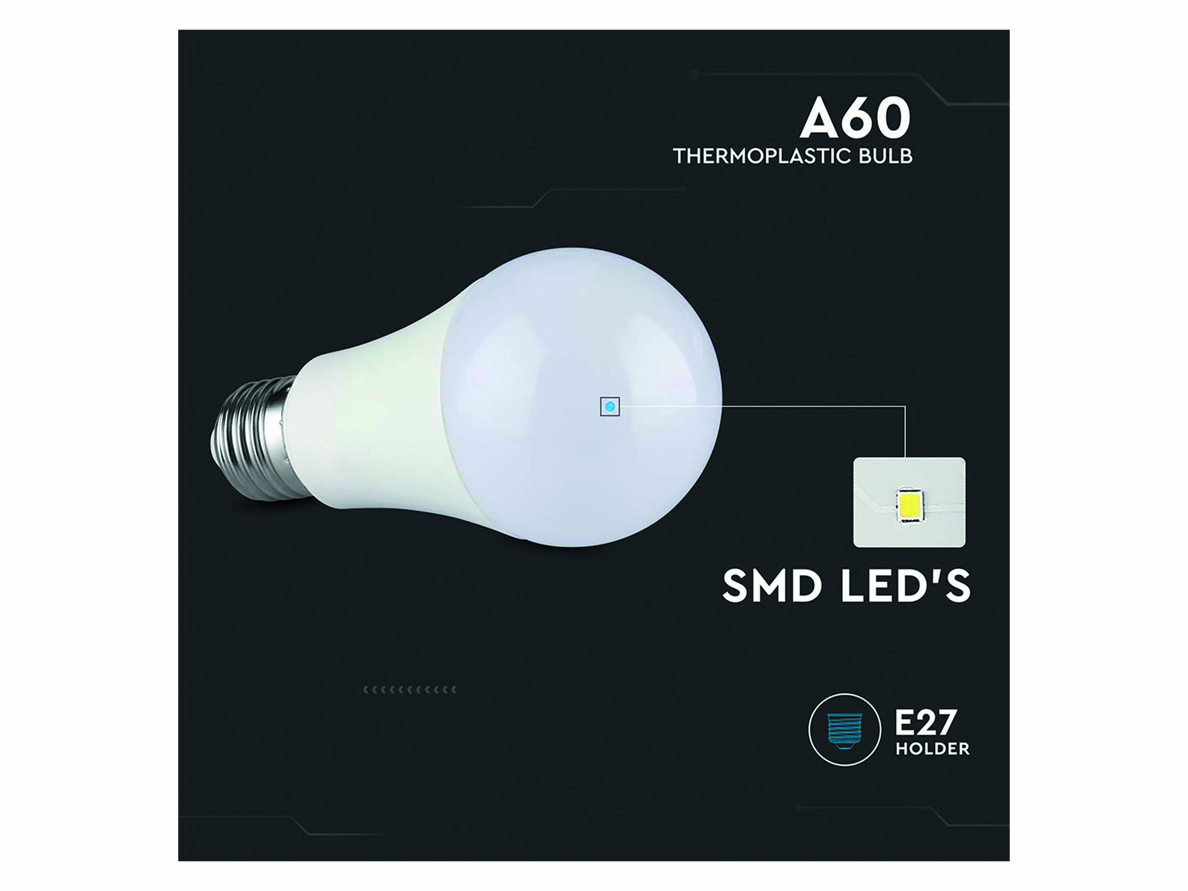 V-TAC LED-Lampe VT-2099, E27, EEK: F, 8,5 W, 806 lm, 3000 K
