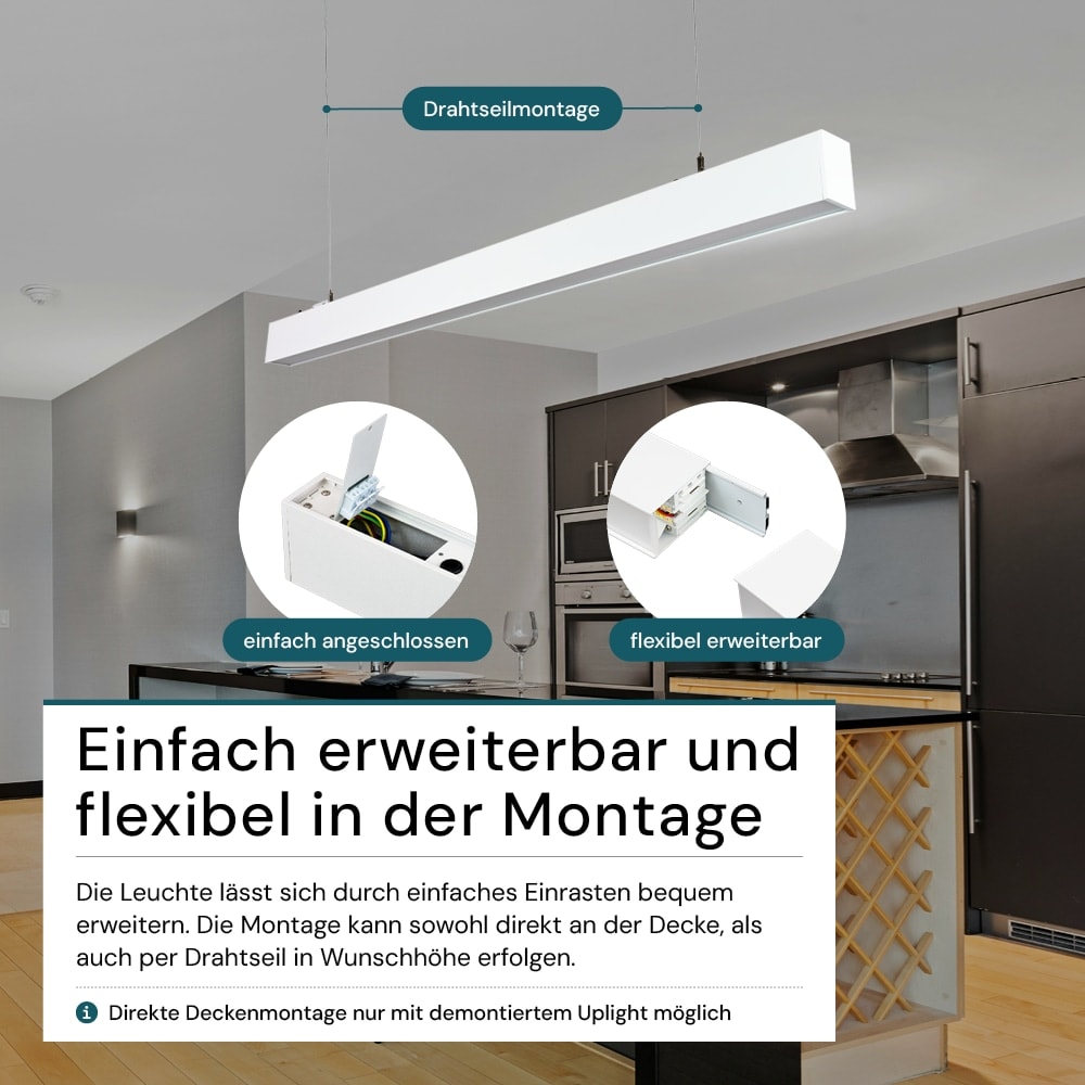 LUXULA LED-Büro-/Tresenleuchte, 30W, 3000/4000/6500K, EEK: E, 3600lm, IP20, weiß