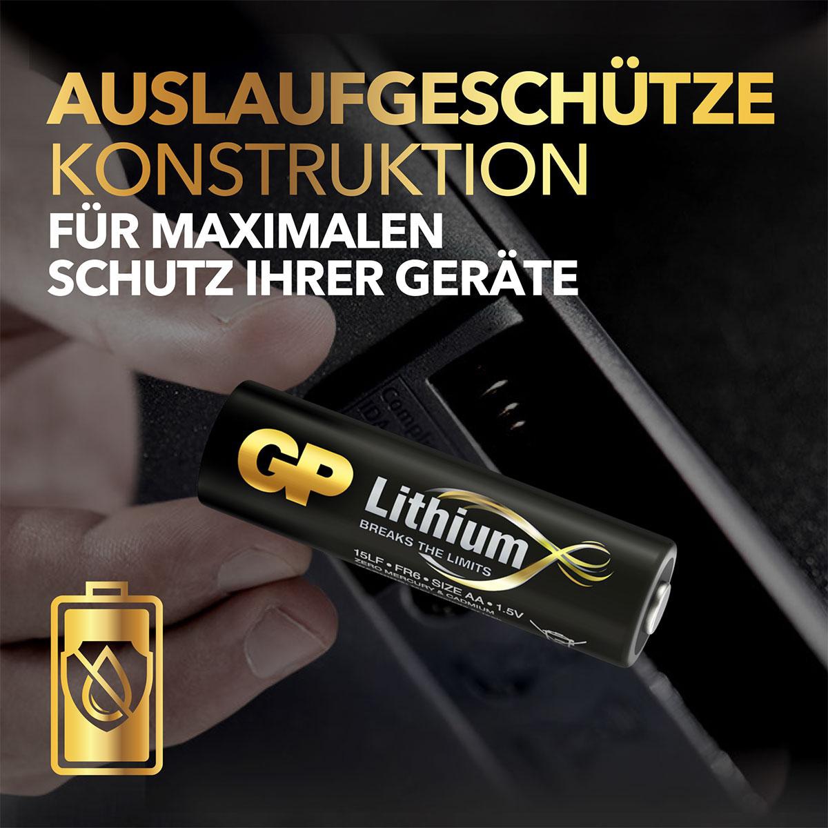 GP Lithium AA Batterie, 1,5 V, 4 Stück