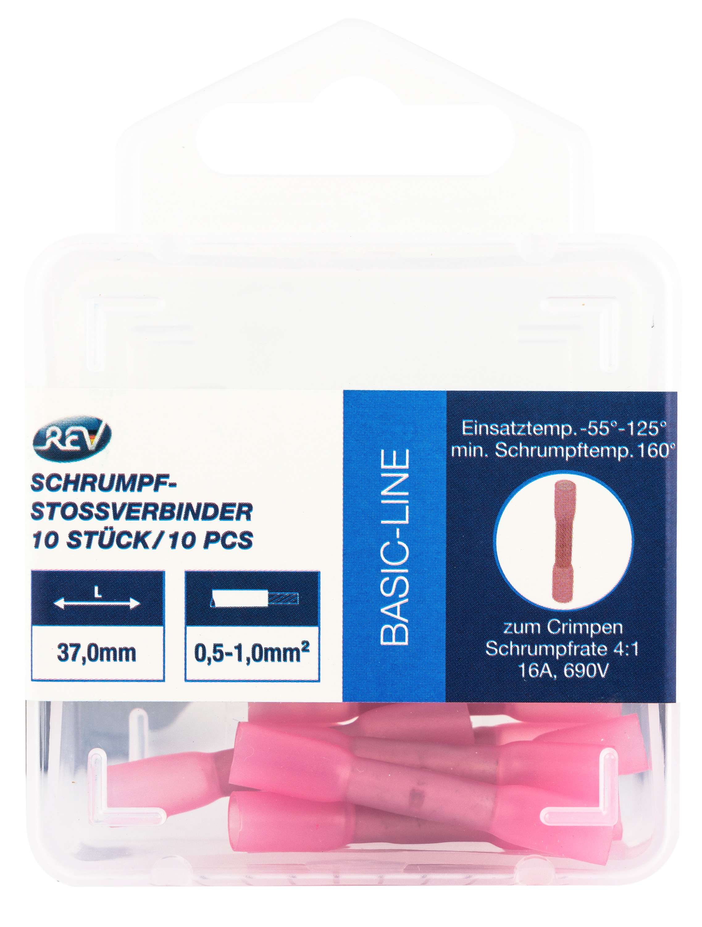 REV Schrumpf-Stoßverbinder, rot, 0,5... 1,0 mm², 10 Stück