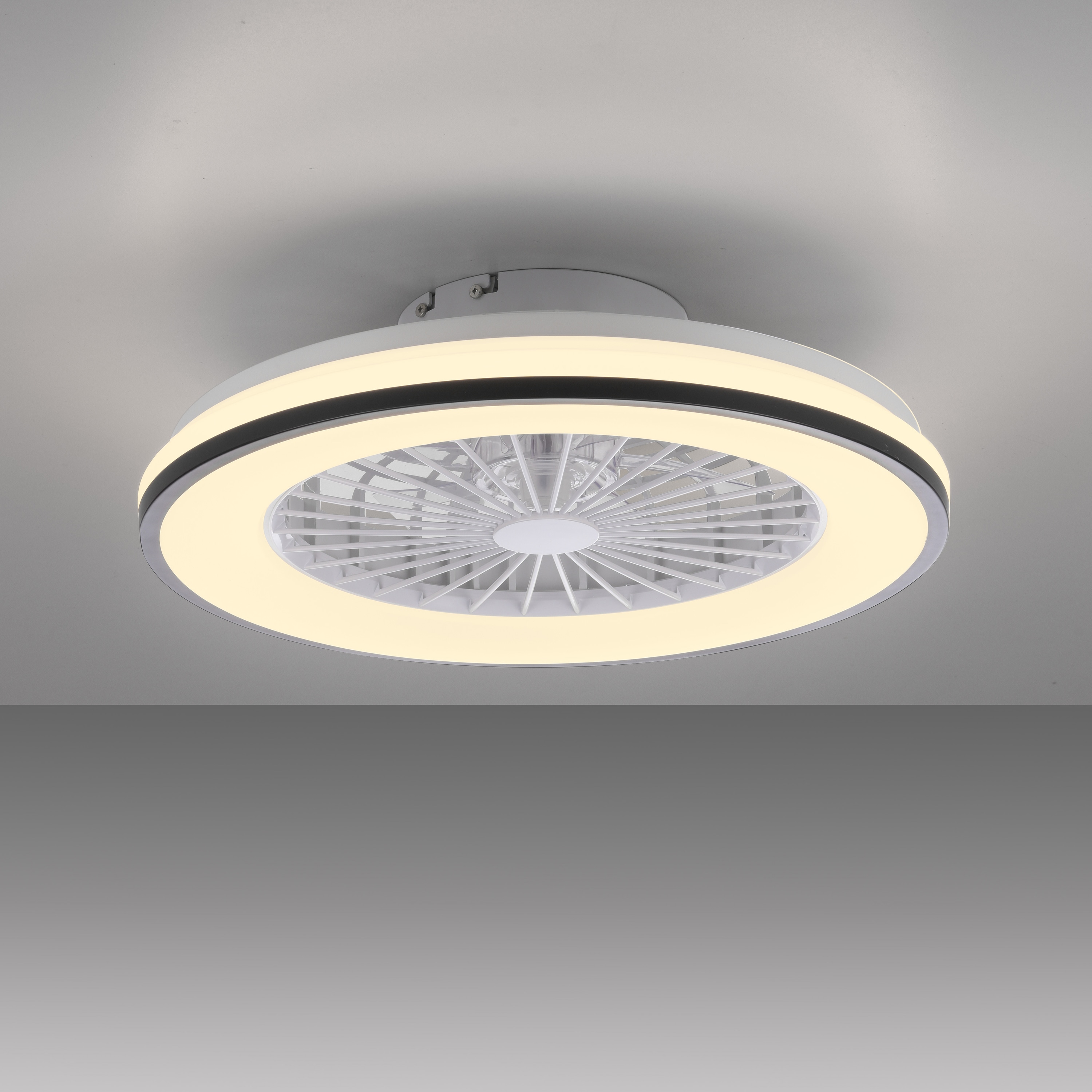 JUST LIGHT LED-Deckenleuchte 14447-18, Ventilator, 44W, 5400lm, CCT, RGB, IP20, schwarz/weiß