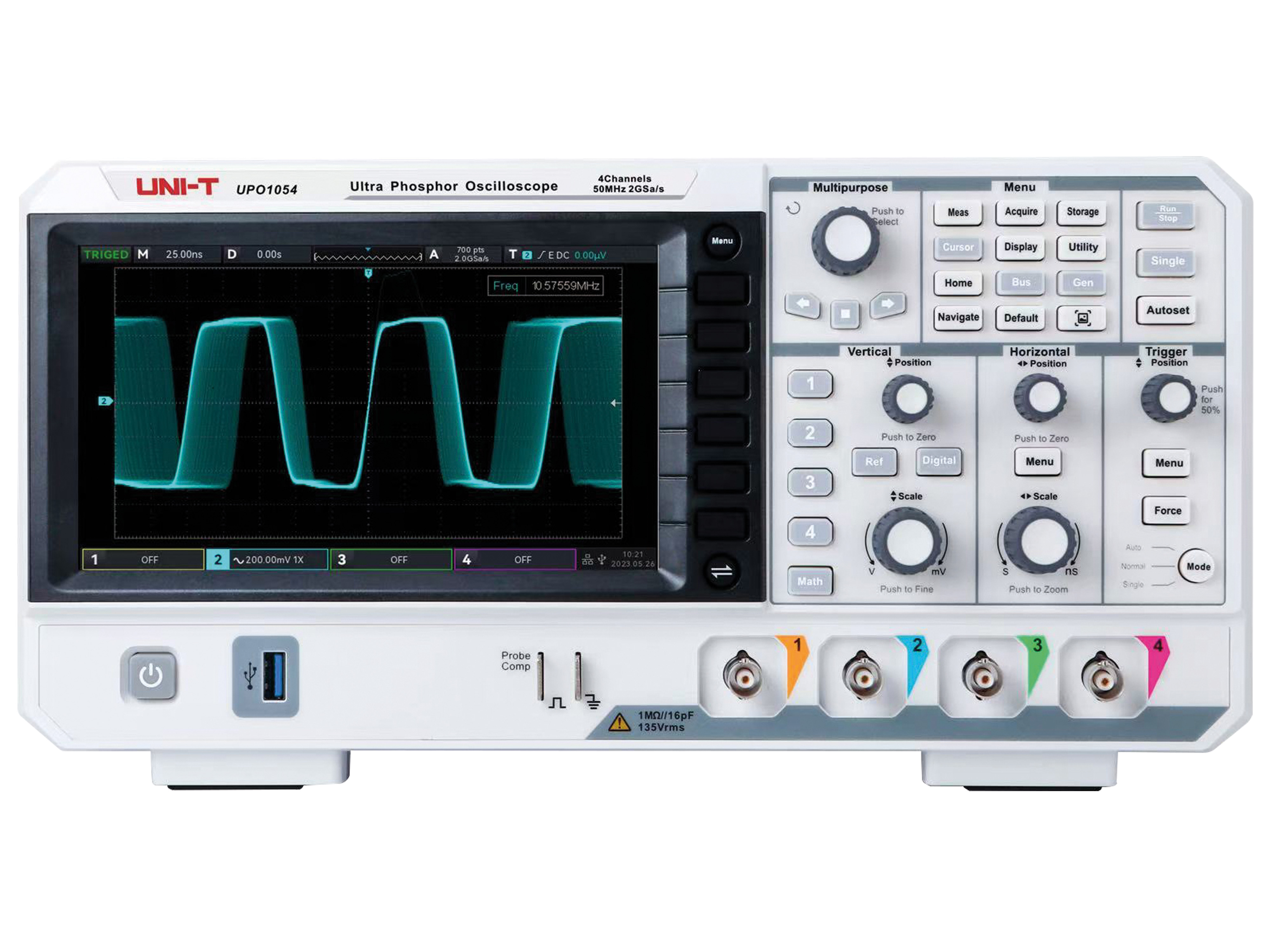 UNI-T Oszilloskop UPO1054, 4-Kanal, 50 MHz