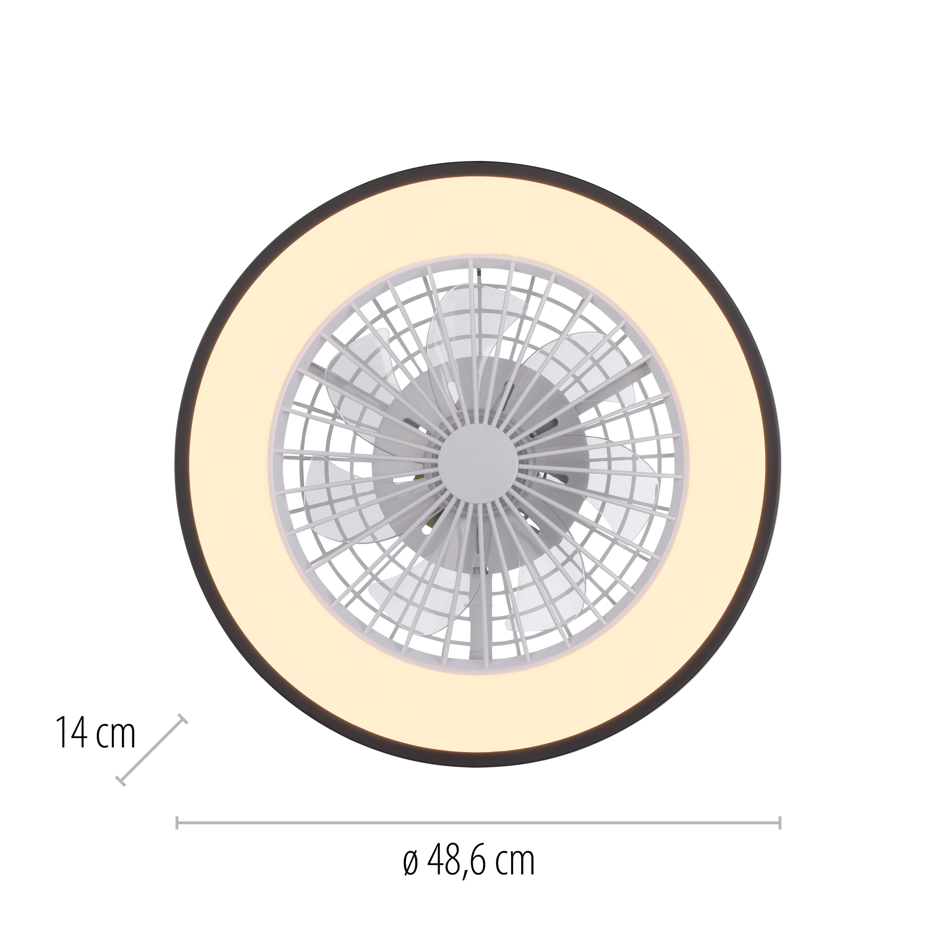 JUST LIGHT LED-Deckenleuchte 14447-18, Ventilator, 44W, 5400lm, CCT, RGB, IP20, schwarz/weiß