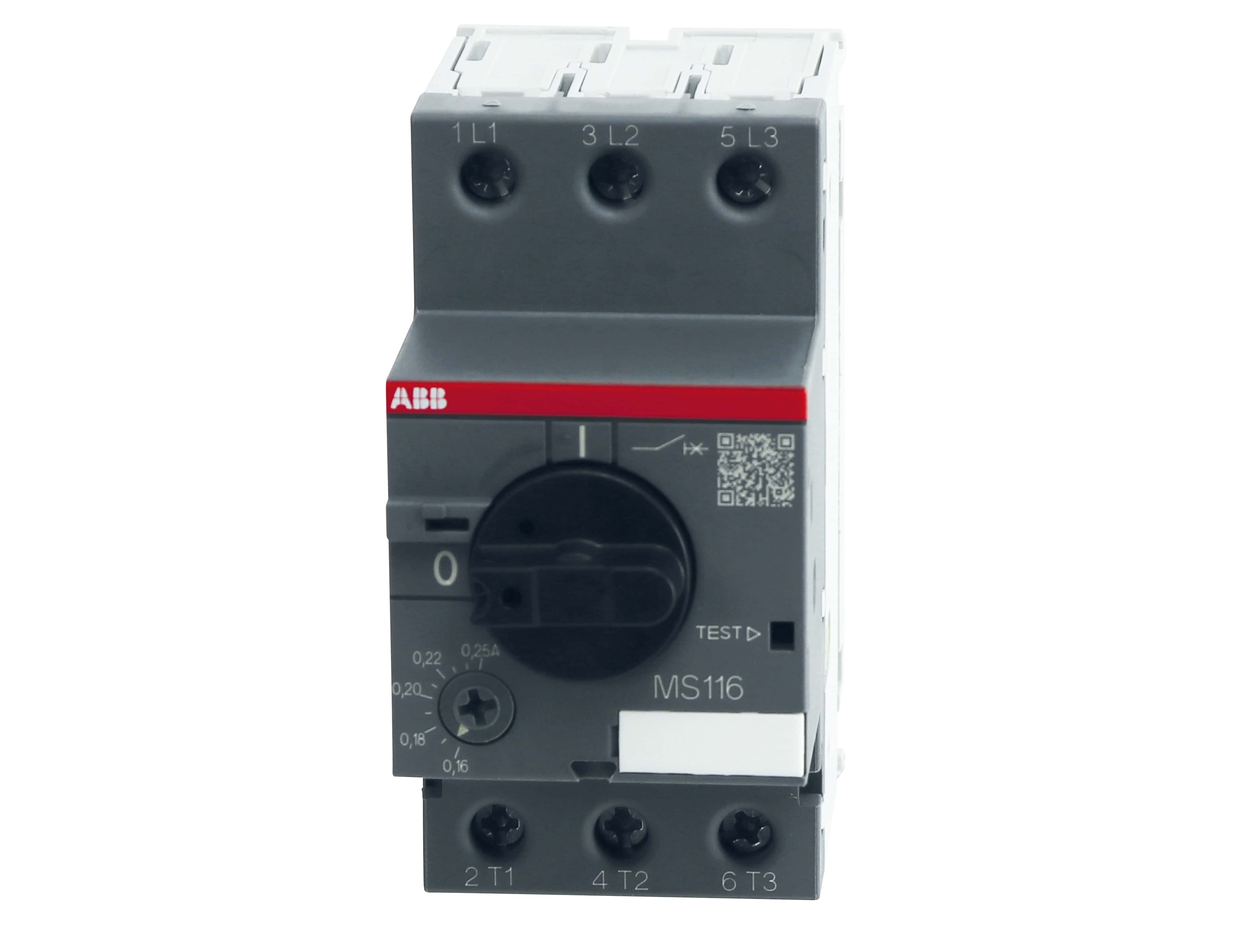 ABB Motorschutzschalter MS116-0.25, Auslöseklasse 10 A, 0.16...0.25 A ABB Motorschutzschalter MS116-0.25, Auslöseklasse 10 A, 0.16...0.25 A
