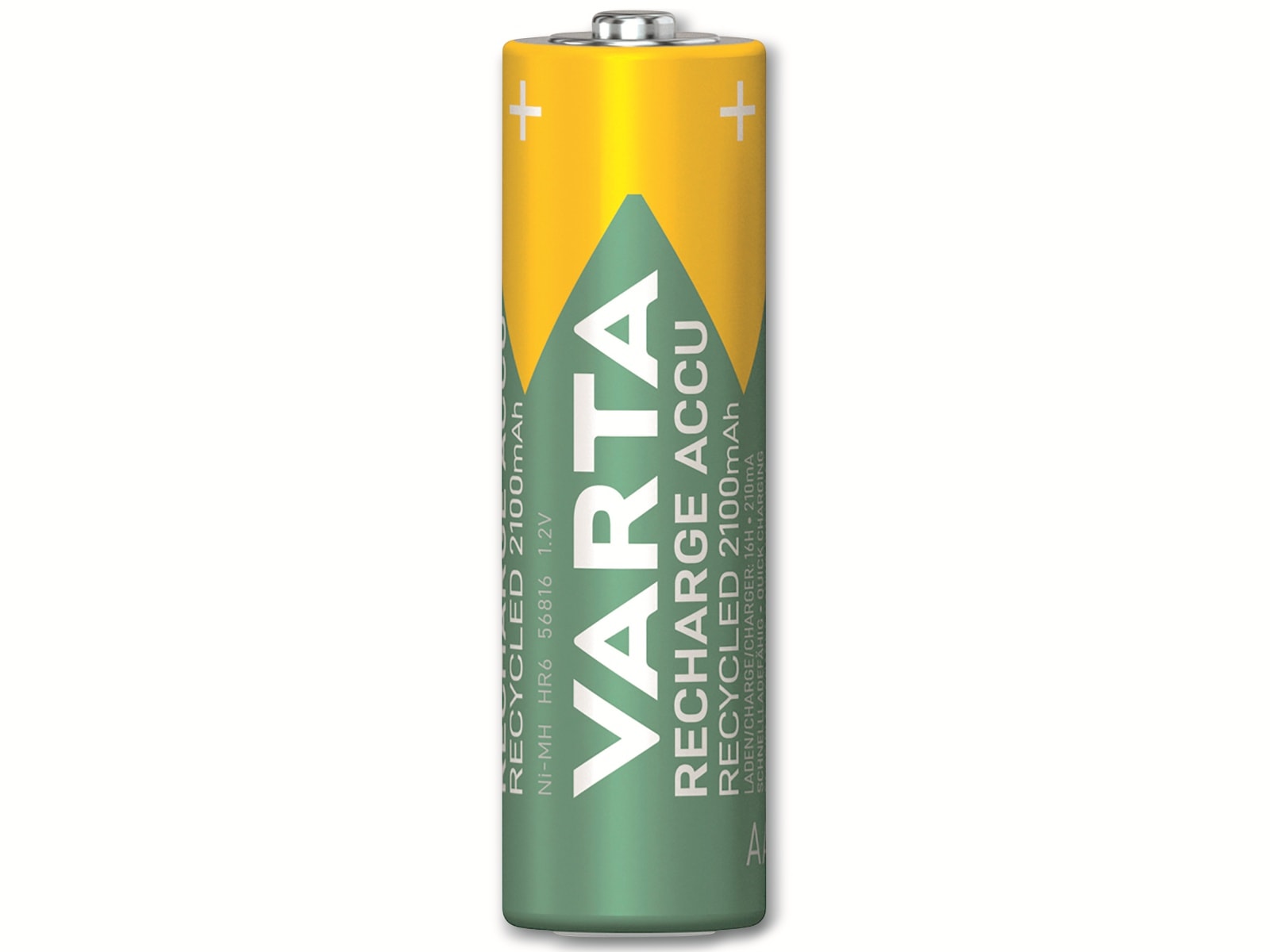 VARTA Akku NiMH, Mignon, AA, HR06, 1.2V/2100mAh, Accu Recycled, Pre-charged, 4er Pack