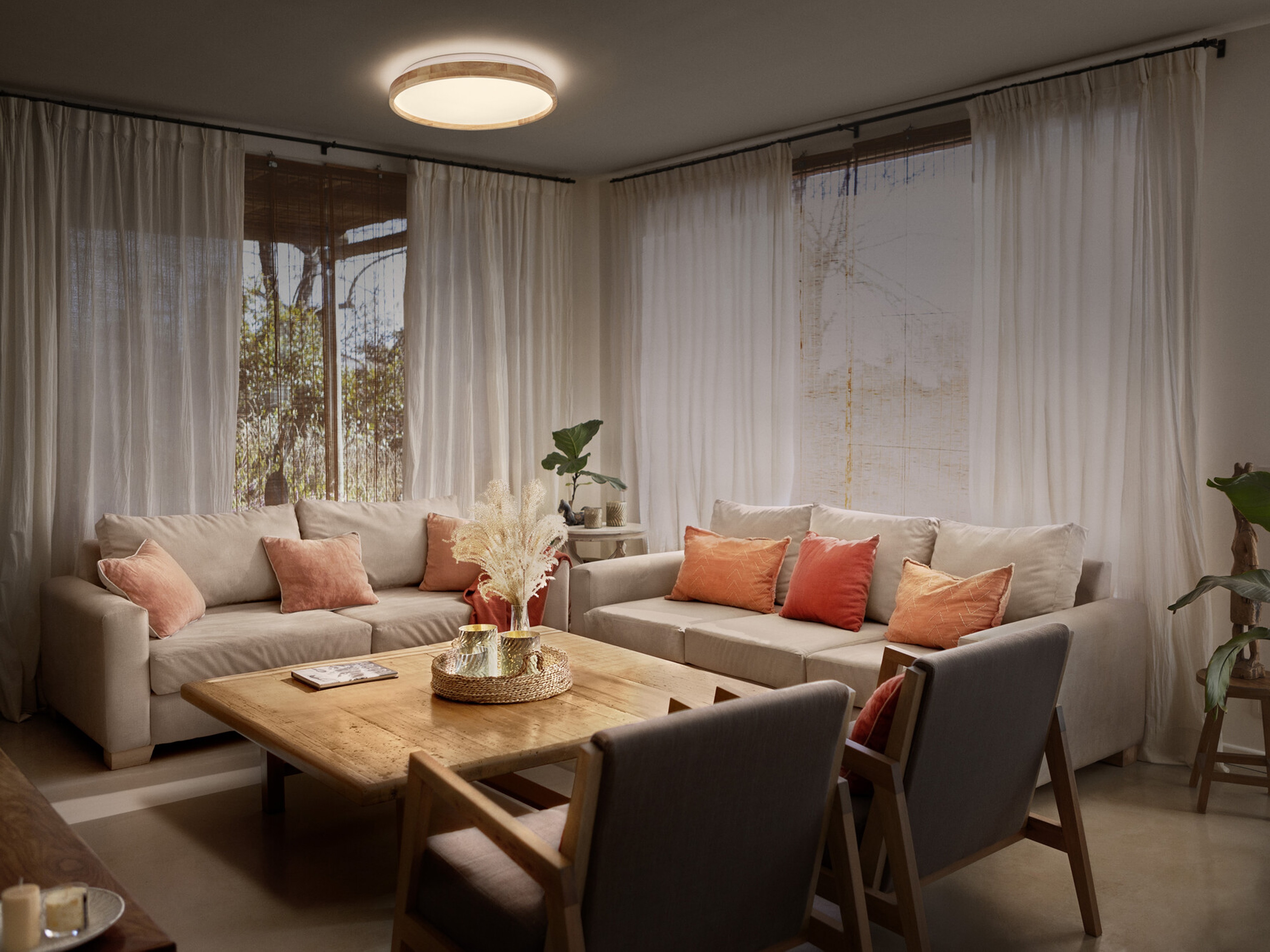 OSRAM LED-Deckenleuchte mit Holzring, 16 W, 3000 K, EEK: E, 1000 lm, IP20, warmweiß