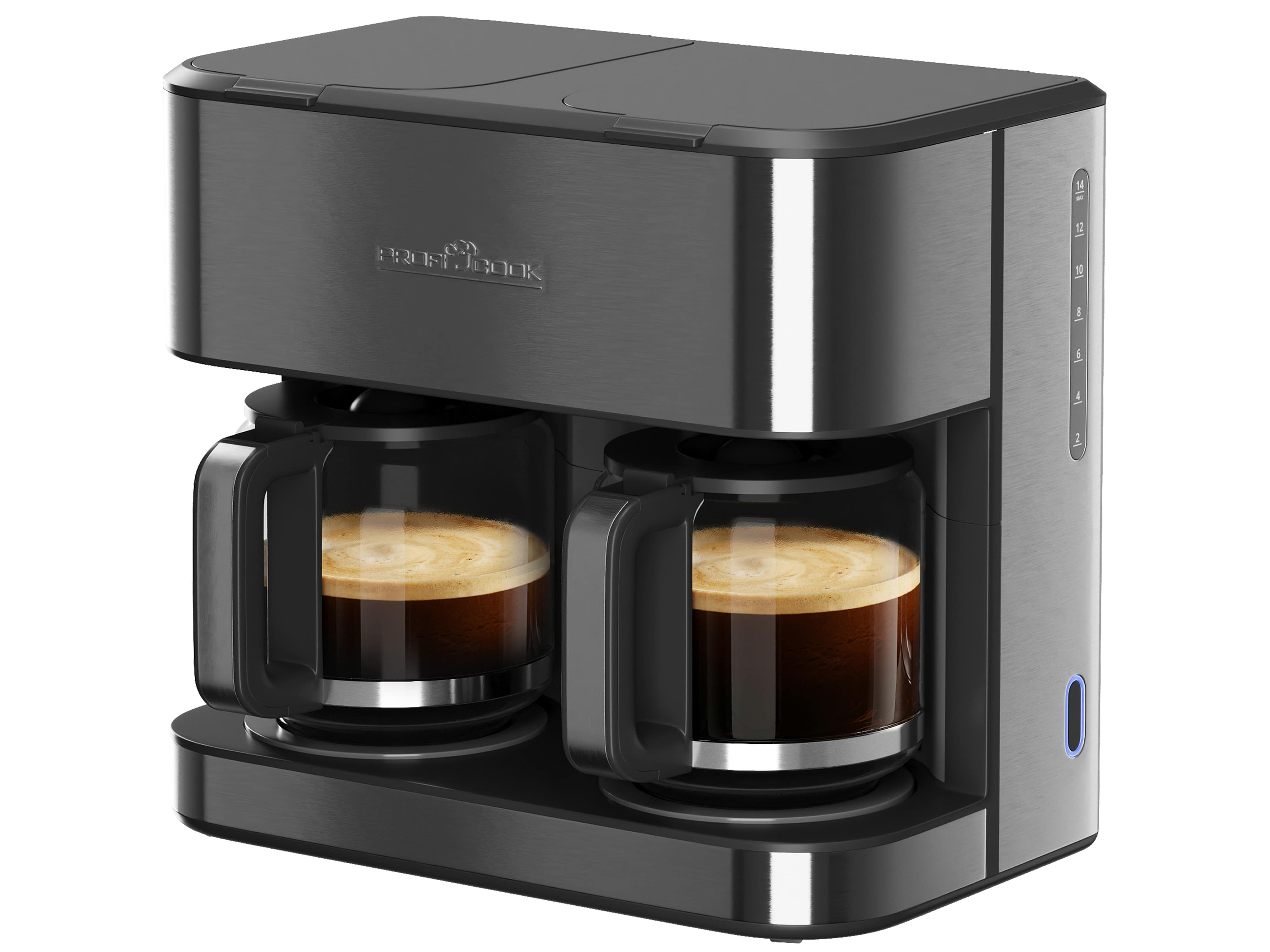 PROFI COOK Doppelkaffeemaschine PC-KAD 1308, 3,6 L, 2000 W, dark inox PROFI COOK Doppelkaffeemaschine PC-KAD 1308, 3,6 L, 2000 W, dark inox