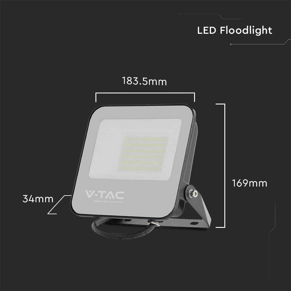 LED-Fluter V-TAC, VT-4456, EEK: B, 50 W, 4000 K, 9250 lm, IP65, sw