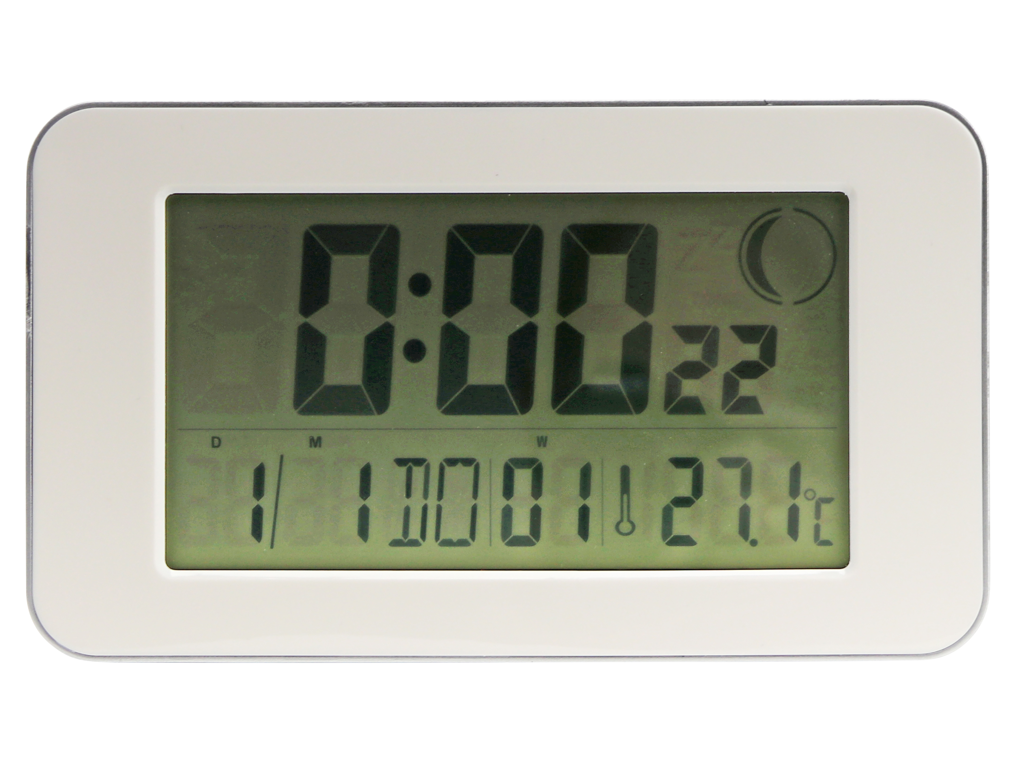 Digitale Funkuhr, Datumsanzeige, Wecker, Temperaturanzeige, Weiß