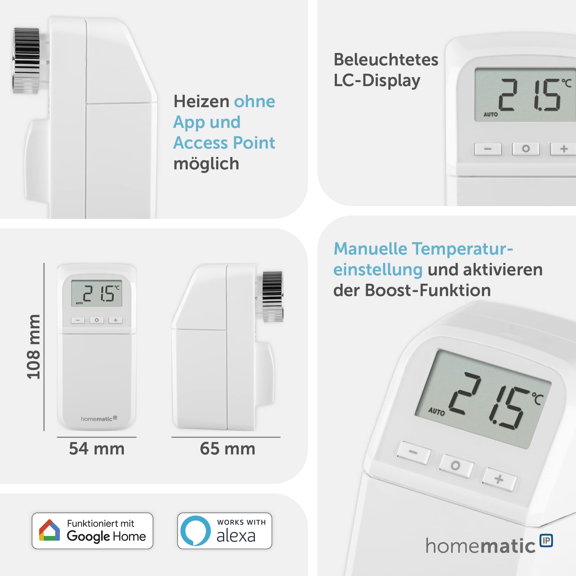 HOMEMATIC IP 157681A0, Heizkörperthermostat kompakt plus