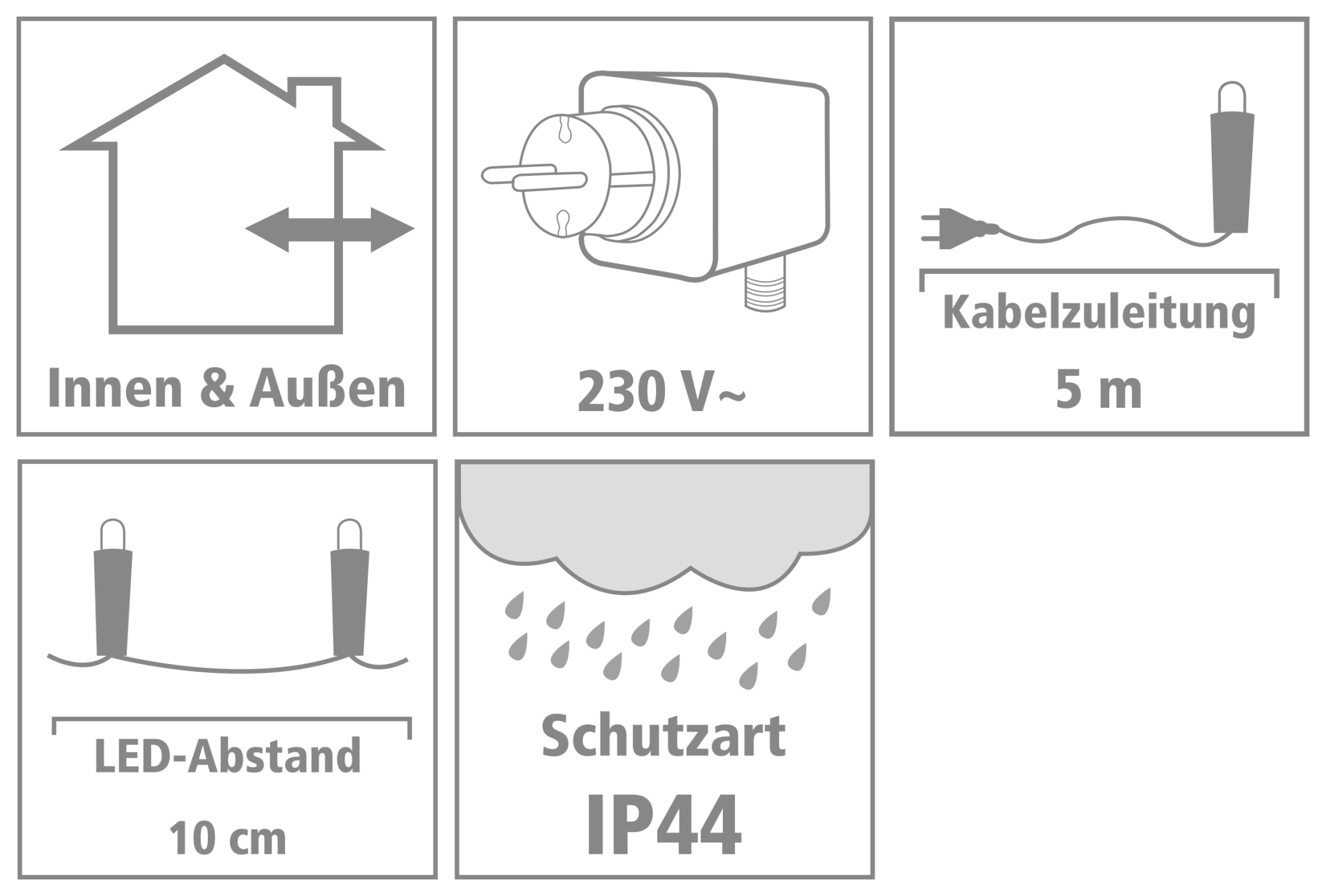 LED-Lichterkette, warmweiß, 200 LEDs, halbtransparent, 230V~, Innen/Außen