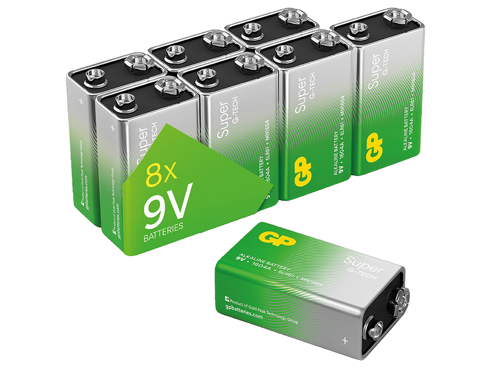 GP Super Alkaline-Batterie E-Block, 6LR61, MN1604, 9V, 8 Stück