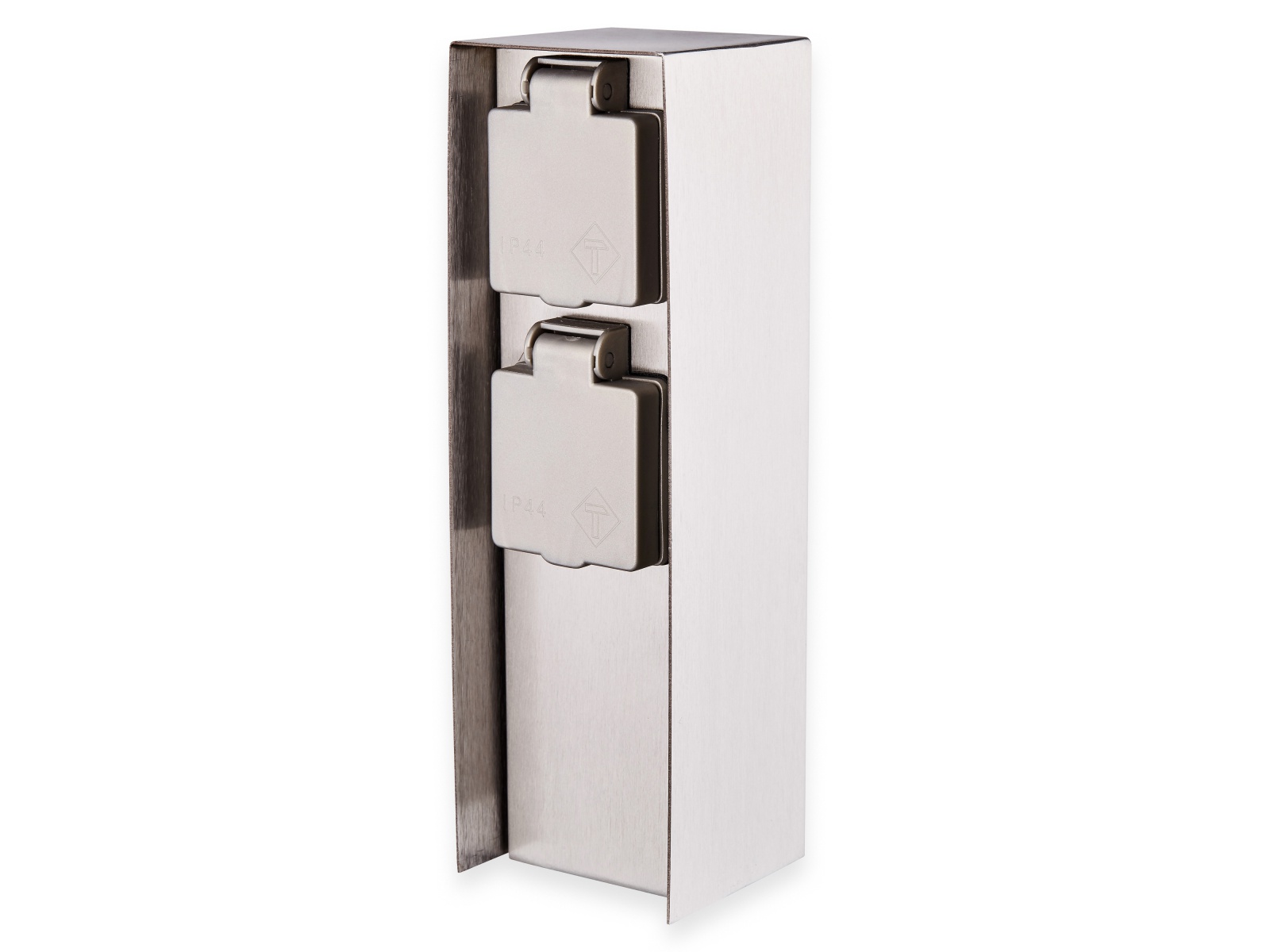 BOLD POWER Steckdosensäule Orio 10043, 2-fach, IP44, Eisen gebürstet BOLD POWER Steckdosensäule Orio 10043, 2-fach, IP44, Eisen gebürstet