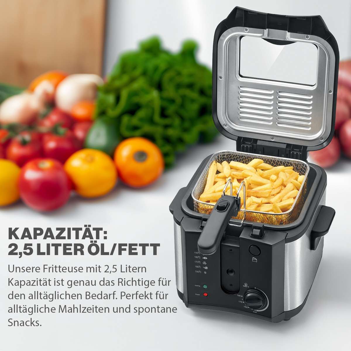 CLATRONIC Fritteuse 2,5L (Öl) FR 3649, antihaftbeschichtet, 1600W, schwarz CLATRONIC Fritteuse 2,5L (Öl) FR 3649, antihaftbeschichtet, 1600W, schwarz