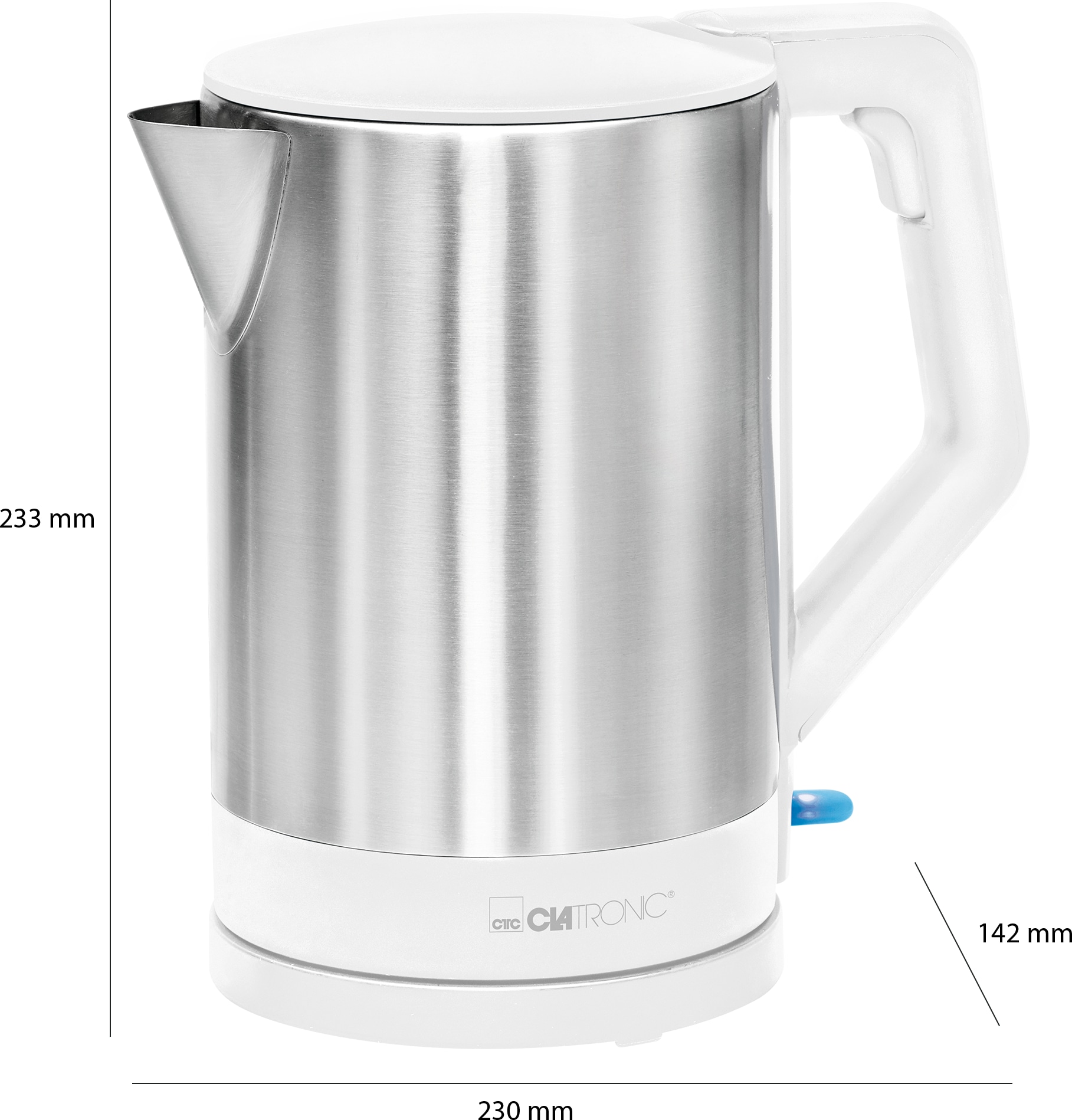 CLATRONIC Wasserkocher WKS 3692, 1,5 L, 1850 W, Cordless, weiß