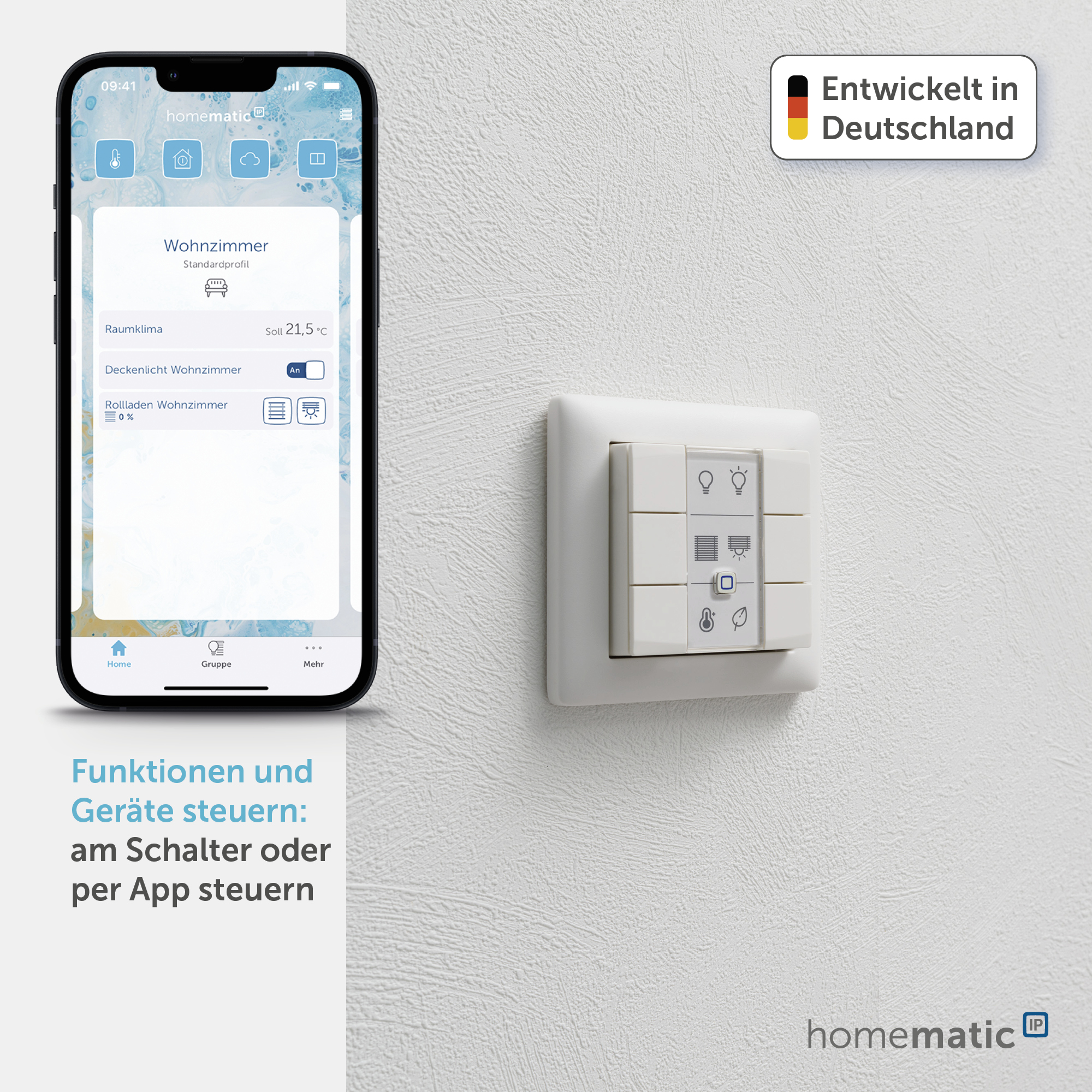 HOMEMATIC IP Smart Home 142308A0 Wandtaster 6-fach