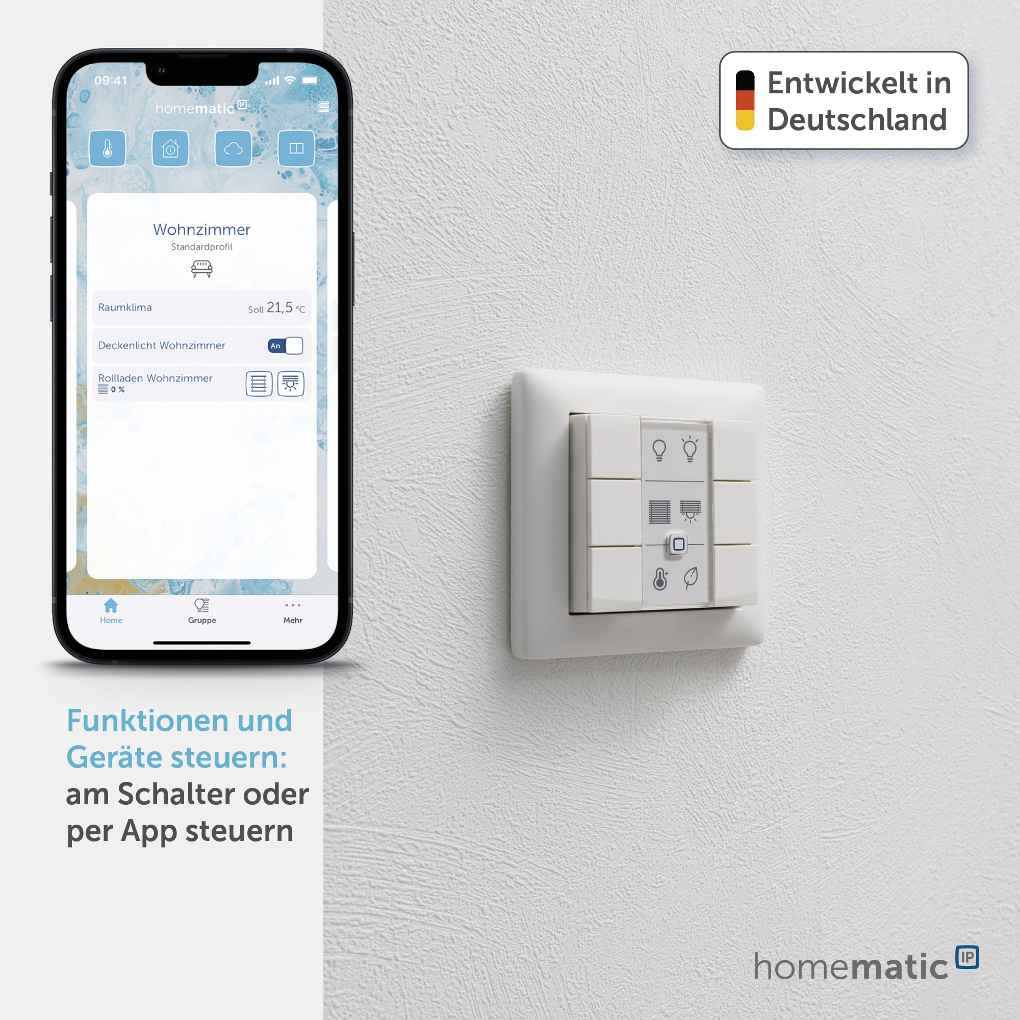HOMEMATIC IP Smart Home 142308A0 Wandtaster 6-fach