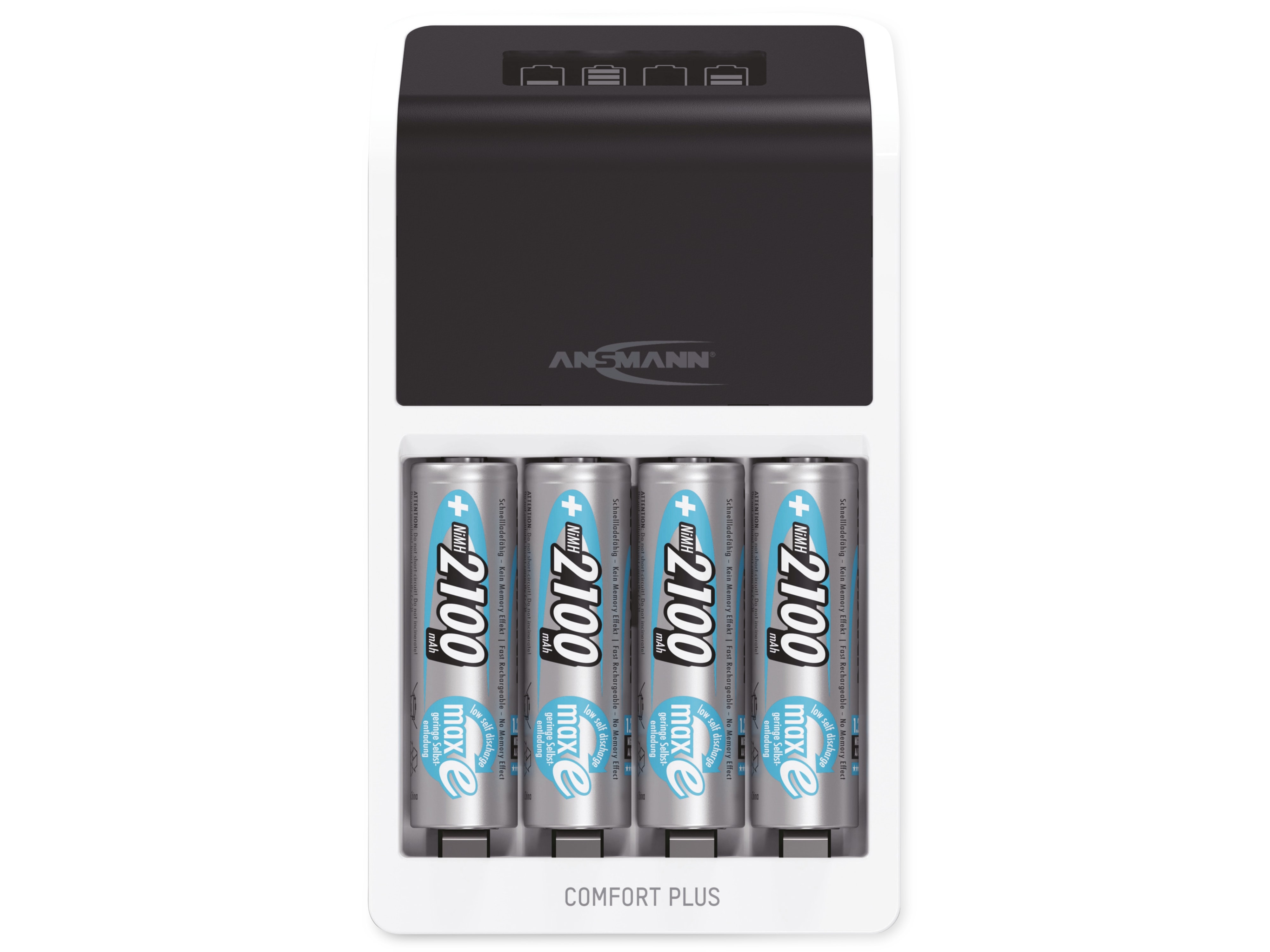 ANSMANN Akku-Ladegerät Comfort Plus + 4× AA 2100mAh