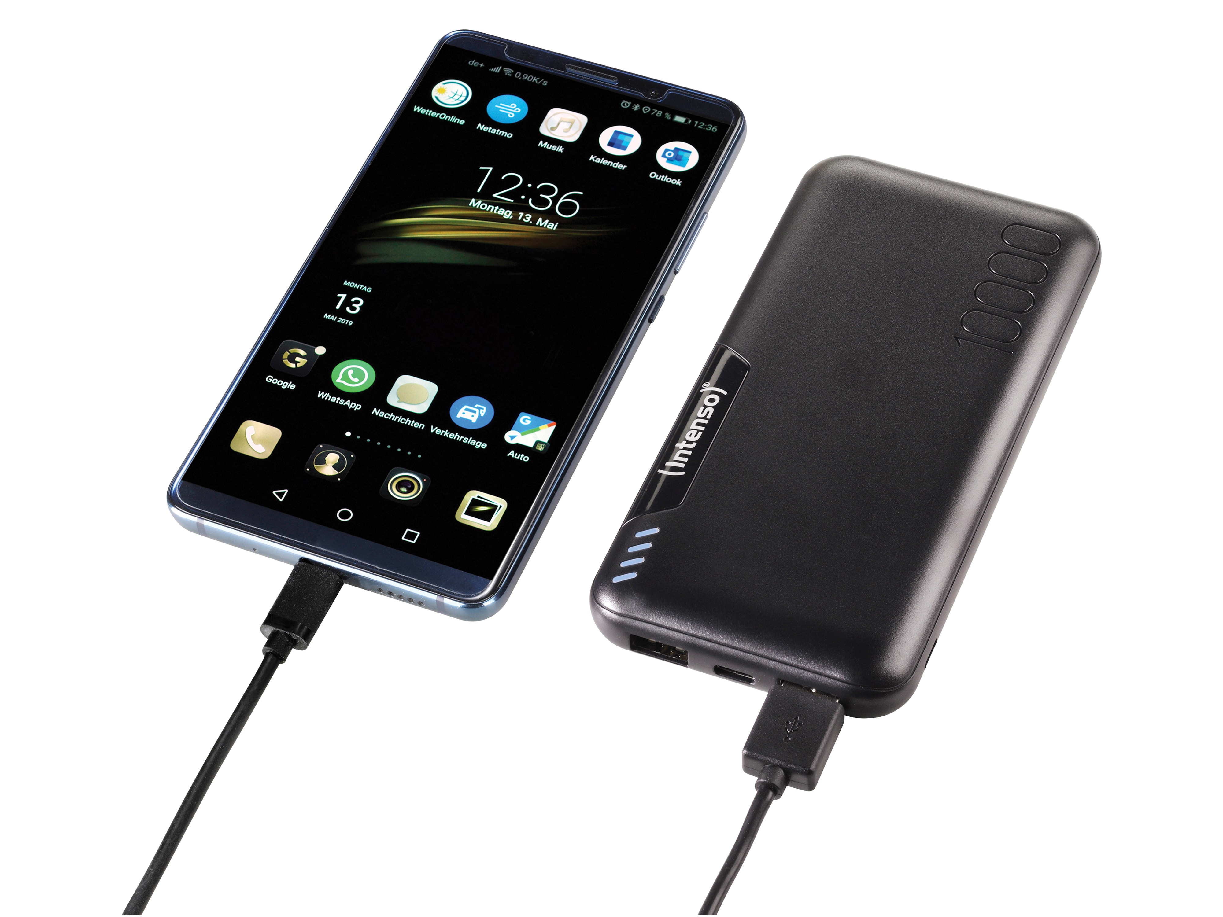 INTENSO USB Powerbank 7332431 P 10000, 10.000 mAh, schwarz