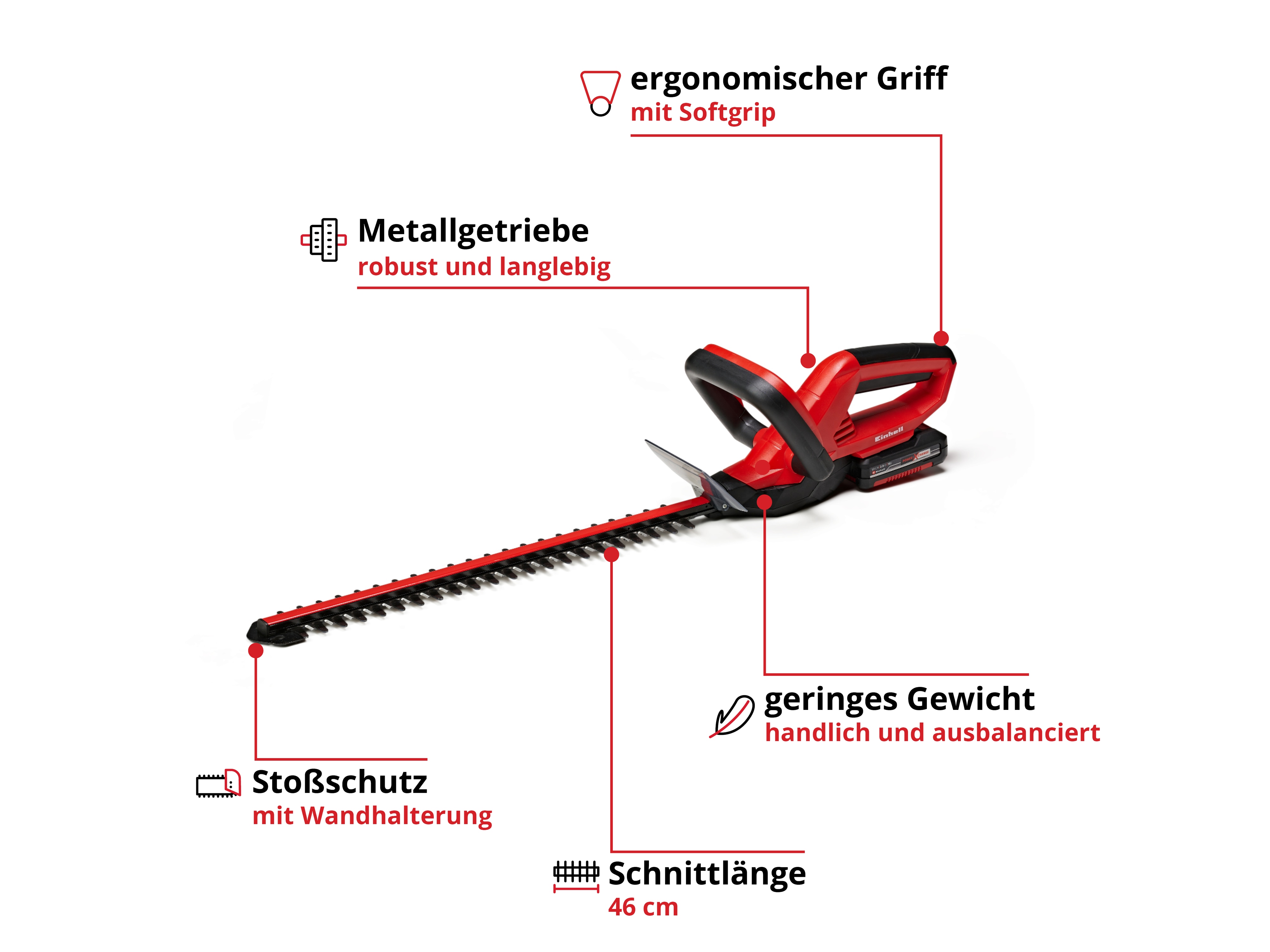 EINHELL Heckenschere GE-CH 1846 Li Kit, 2,0 Ah