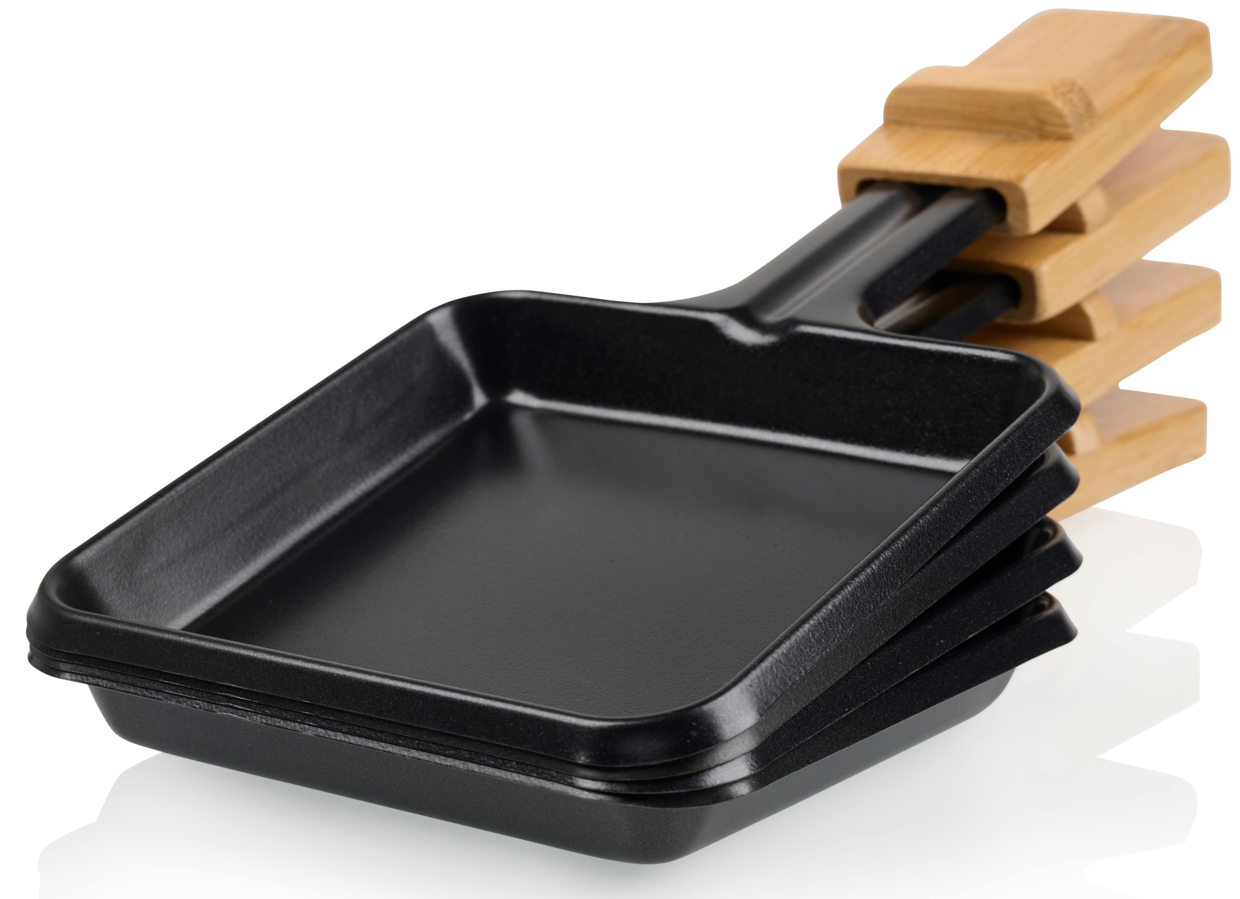 PRINCESS Raclette Pure 4, 800 W, Bambusgehäuse, 4 Pfännchen
