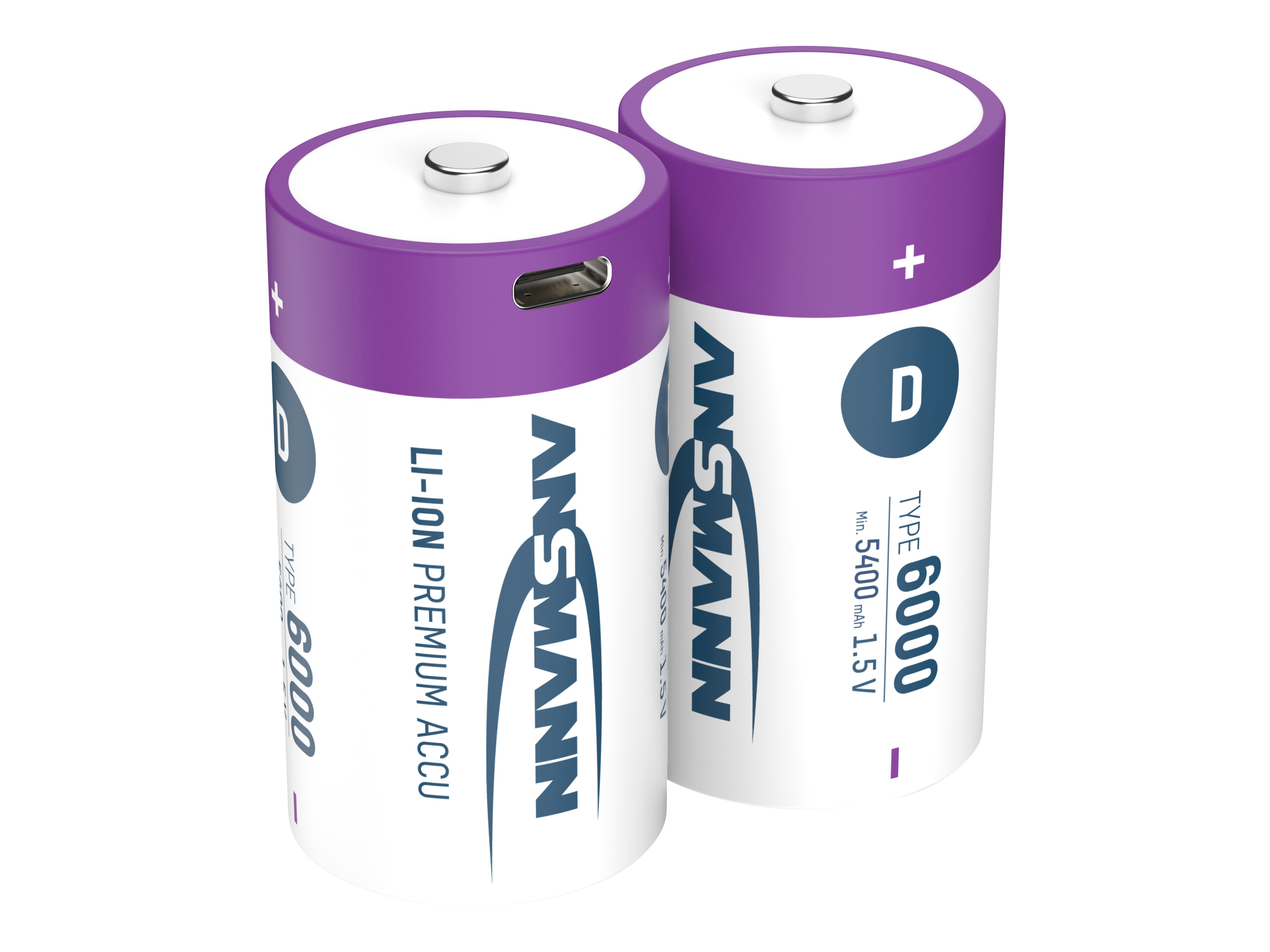 ANSMANN Li-Ion Mono-Akku, D, Typ 6000 (min. 5400mAh), 2 Stück