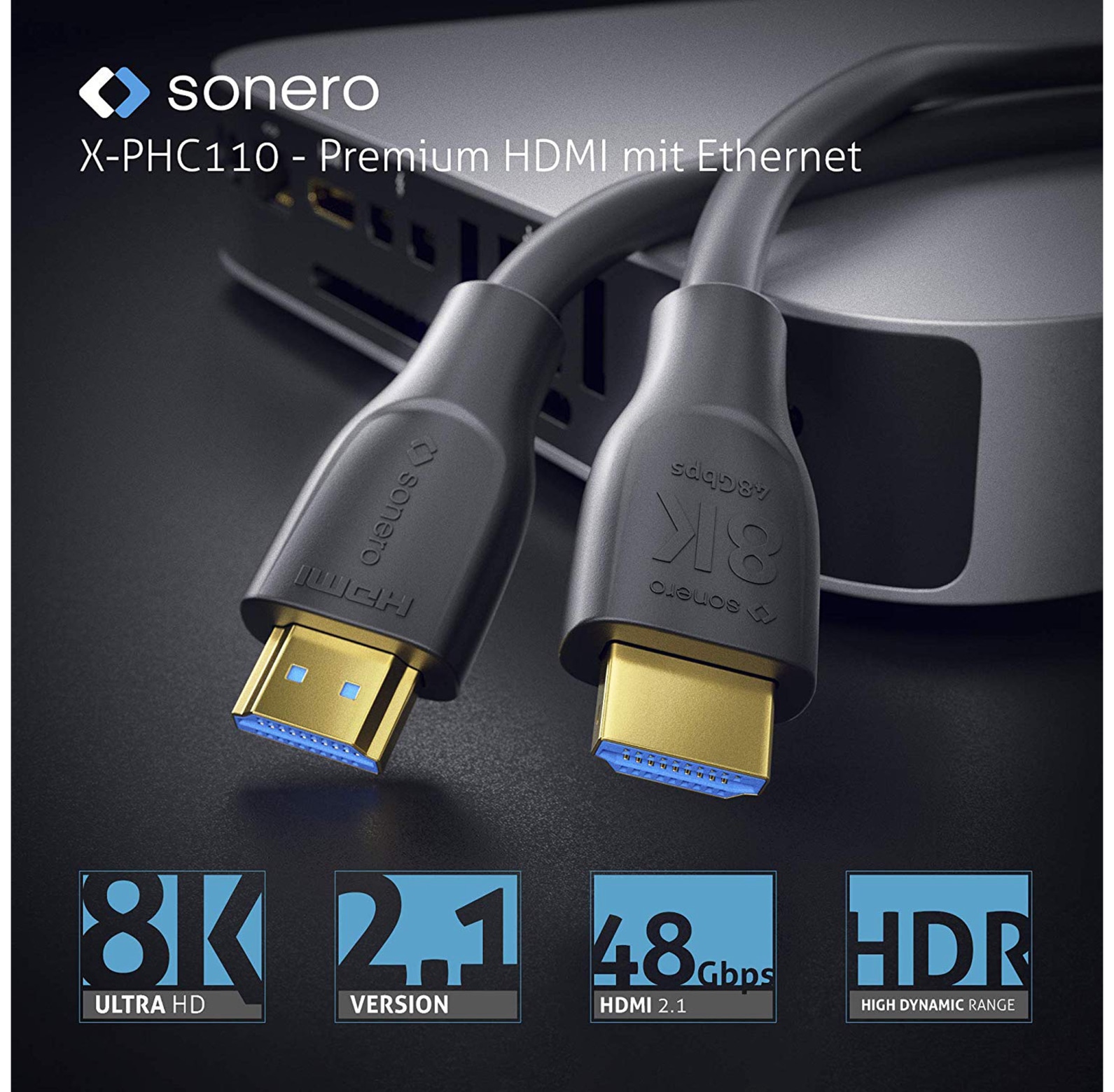 SONERO HDMI-Kabel Premium High Speed mit Ethernet, 1 m, HDMI 2.1 SONERO HDMI-Kabel Premium High Speed mit Ethernet, 1 m, HDMI 2.1