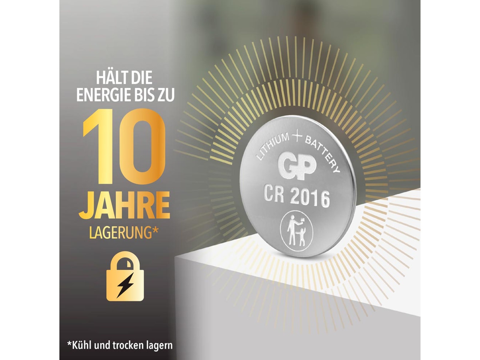 GP Knopfzelle, CR2016, Lithium, 3 V, 2 St.