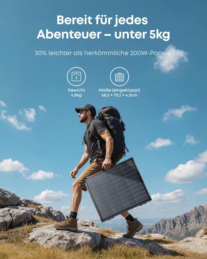 ANKER SOLIX Solarpanel PS200 B, tragbar Solarpanel ANKER SOLIX PS200 B, tragbar
