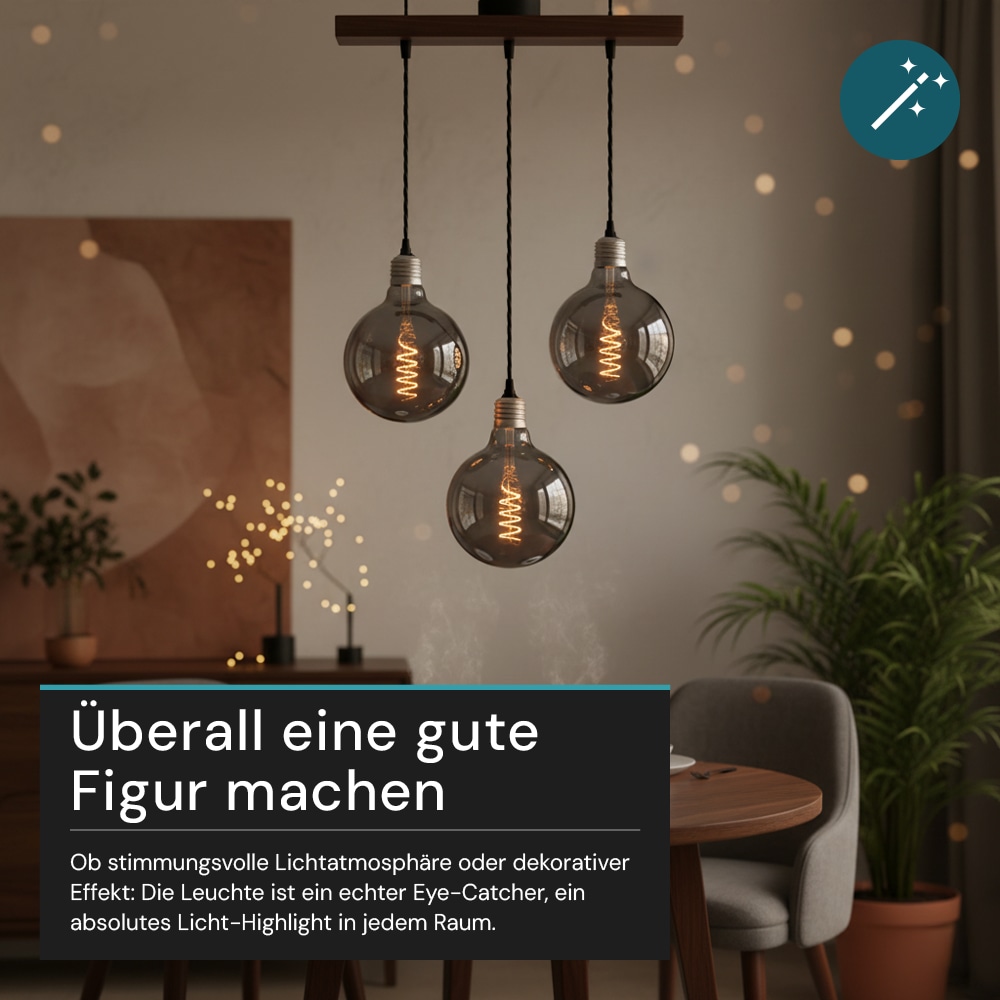 LUXULA LED-Filament-Lampe, SPIRAL, Globe, E27, 4W, 40lm, 1800K, dimmbar