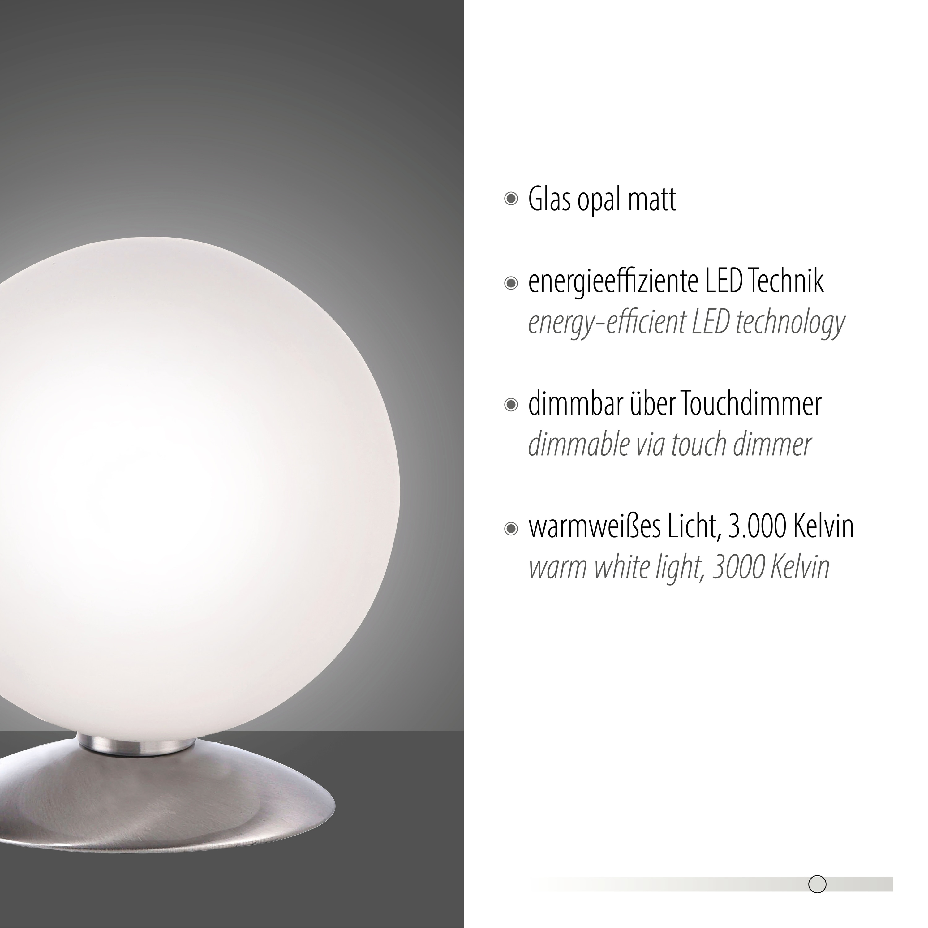 PAUL NEUHAUS LED-Tischleuchte 4013-55 stahl, G9, 3 W, 235 lm, 3000 K