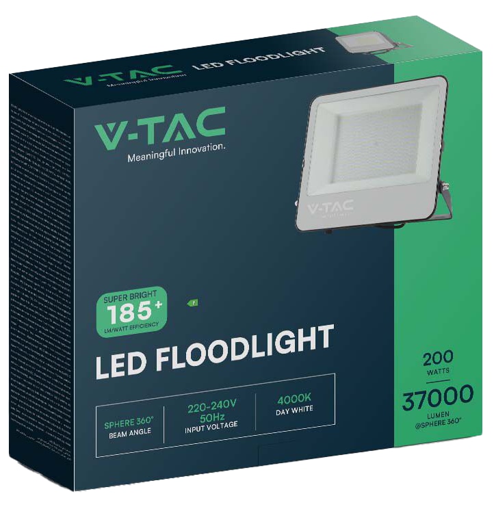 V-TAC LED-Fluter VT-44105, EEK: B, 200 W, 37000 lm, 4000 K, IP65, schwarz