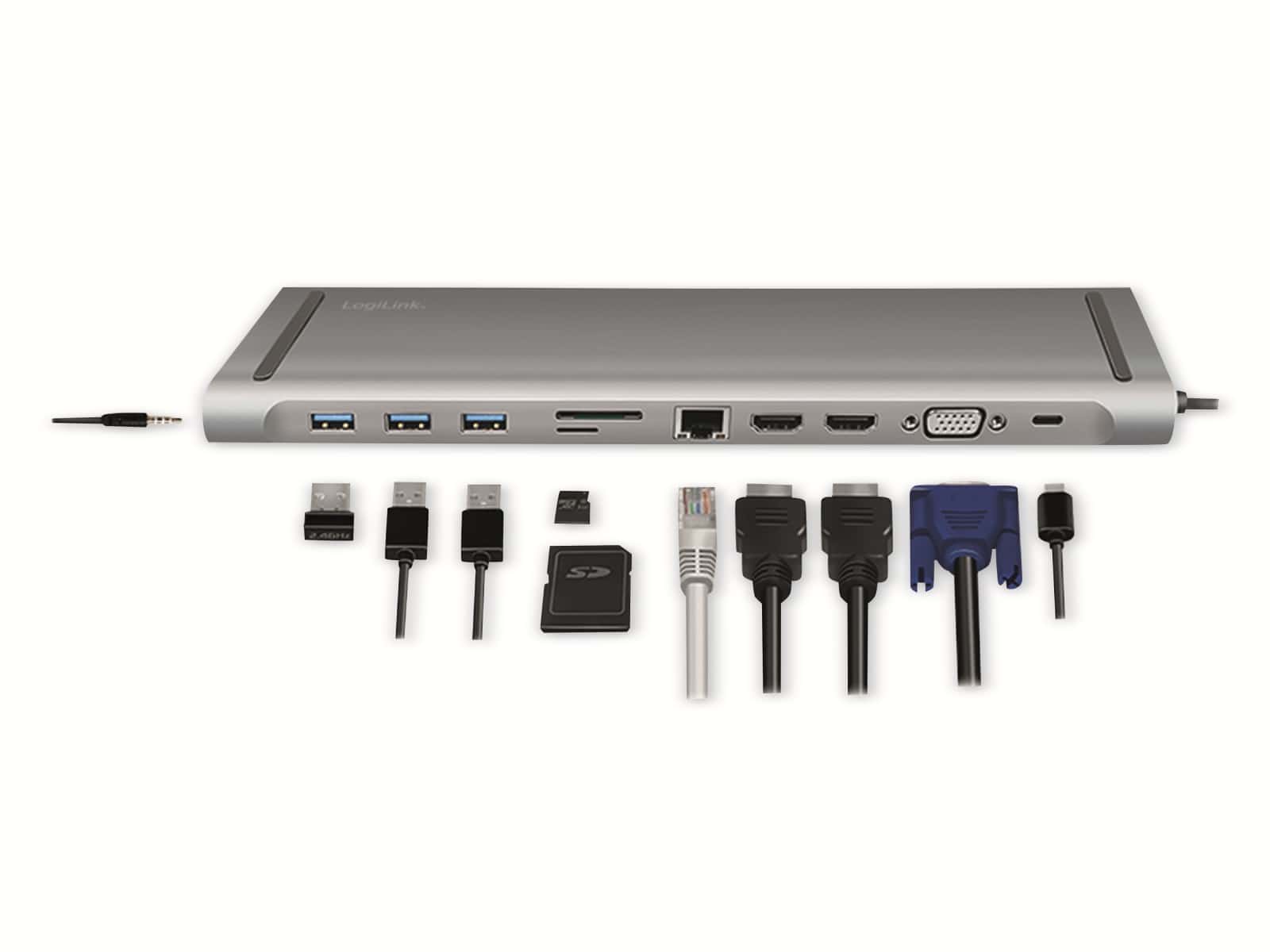 LOGILINK USB 3.2 Docking-Station UA0373, USB-C, USB-Port, PD, silver LOGILINK USB 3.2 Docking-Station UA0373, USB-C, USB-Port, PD, silver