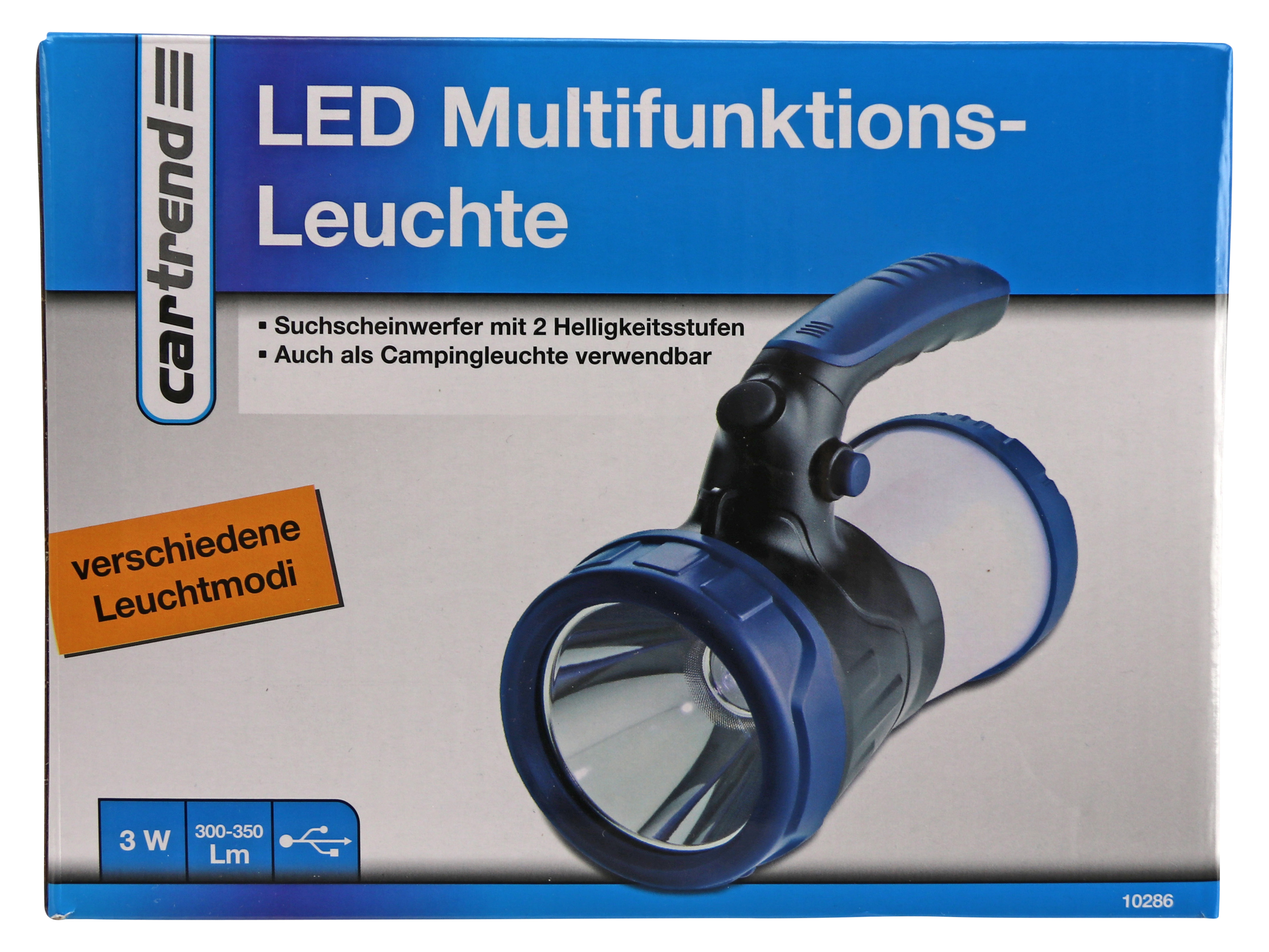 Campingleuchte, 3 W, 300...350 lm, zwei Helligkeitsstufen, blau/schwarz Campingleuchte, 3 W, 300...350 lm, zwei Helligkeitsstufen, blau/schwarz