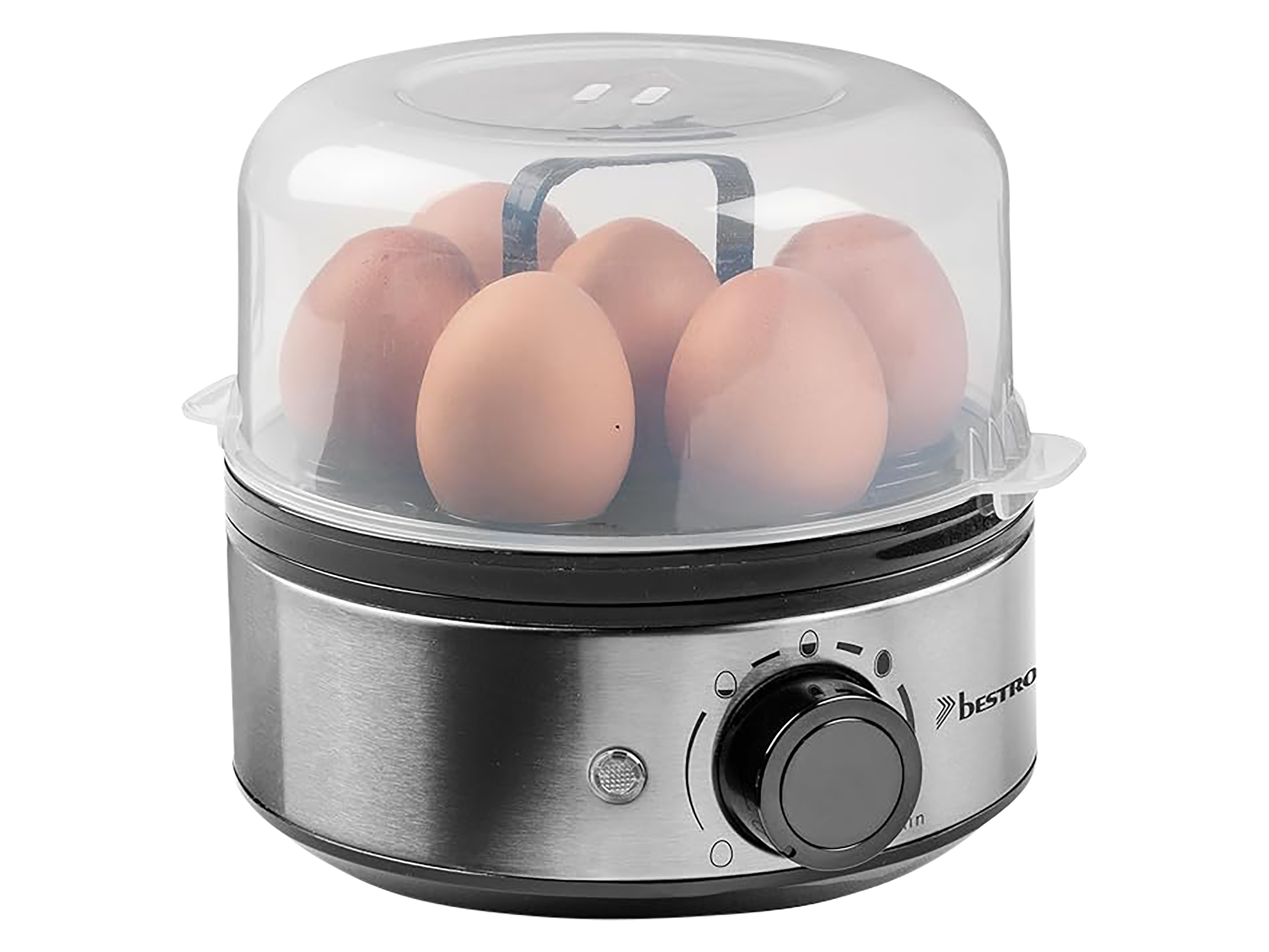 BESTRON Eierkocher für 7 Eier, 3 Stufen, inkl. Messbecher, 400W, Silber