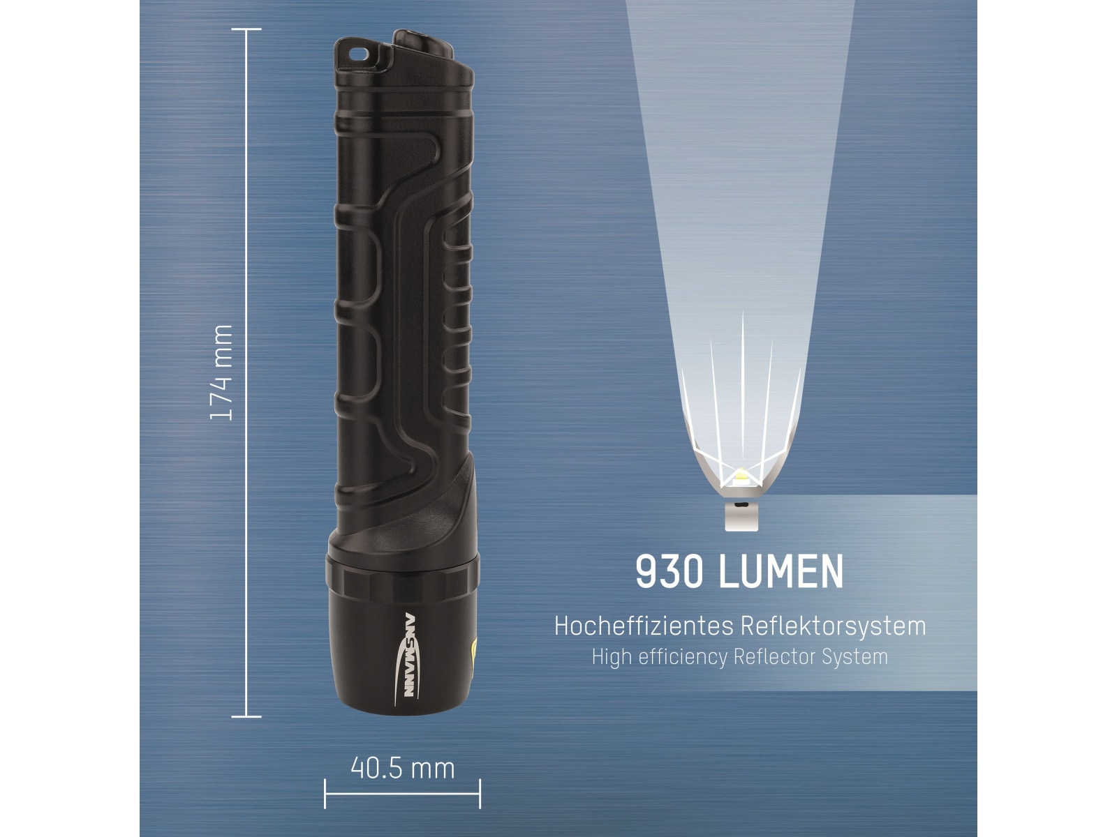ANSMANN LED-Taschenlampe M900P, 10W, 930 lm, batteriebetrieben ANSMANN LED-Taschenlampe M900P, 10W, 930 lm, batteriebetrieben