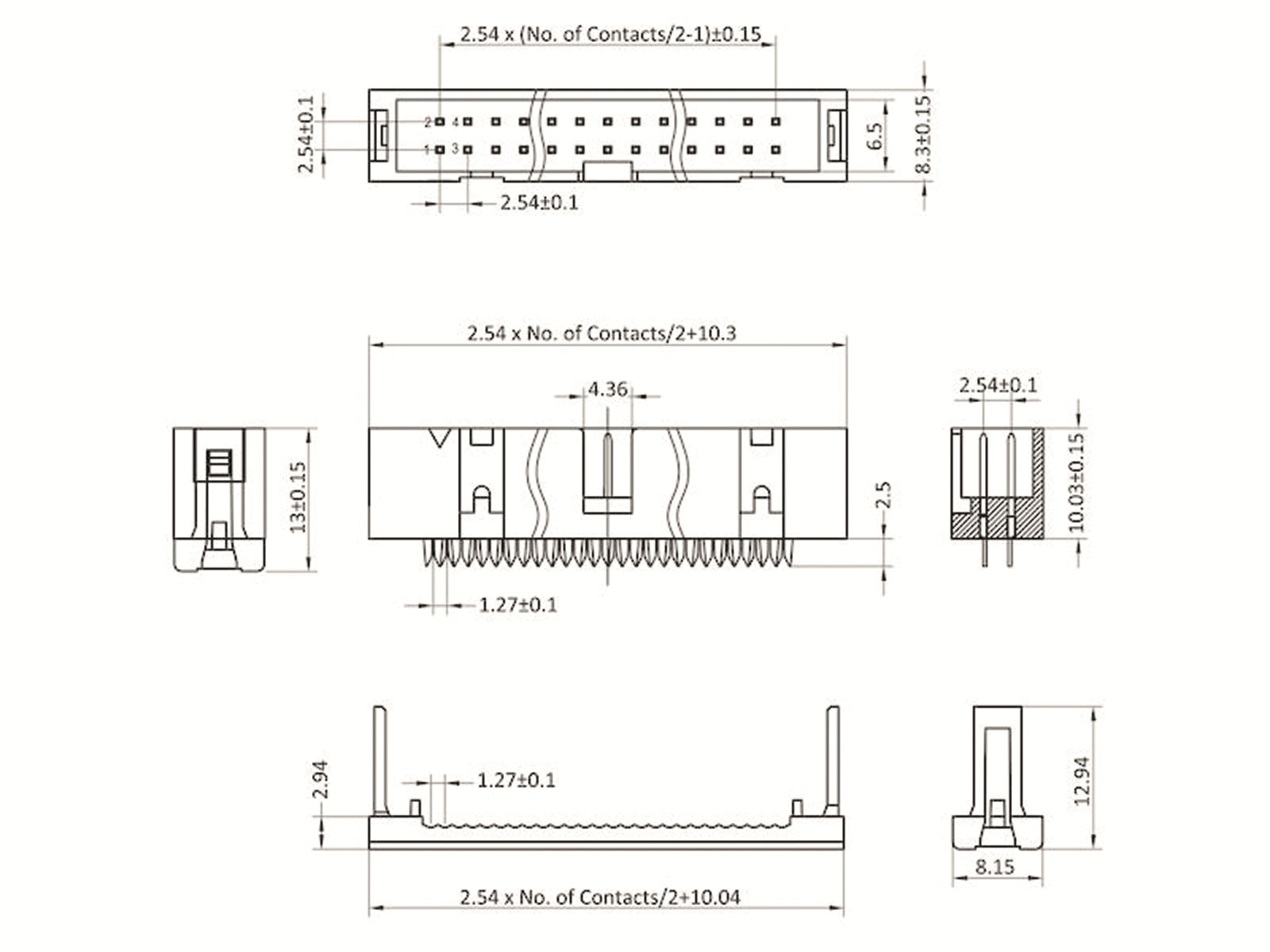 ECON CONNECT Wannenstecker, DIN 41651, 10-polig, schneidklemm, RM 2,54 mm ECON CONNECT Wannenstecker, DIN 41651, 10-polig, schneidklemm, RM 2,54 mm