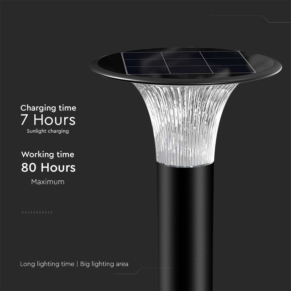 V-TAC Solar LED-Wegeleuchte VT-413, 15 W, 6000 K + 4000 K, schwarz