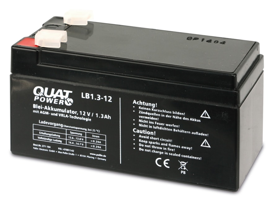 QUATPOWER Blei-Akkumulator LB1.3-12, 12 V-/1,3 Ah QUATPOWER Blei-Akkumulator LB1.3-12, 12 V-/1,3 Ah