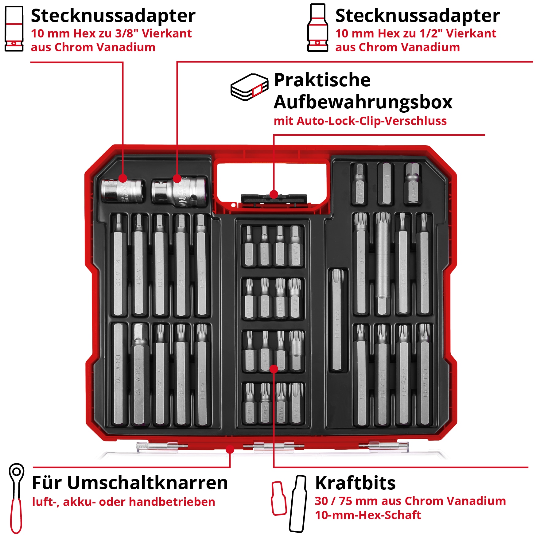 EINHELL Kraftbit-Set, 109032, XL-Case, 40-teilig EINHELL Kraftbit-Set, 109032, XL-Case, 40-teilig