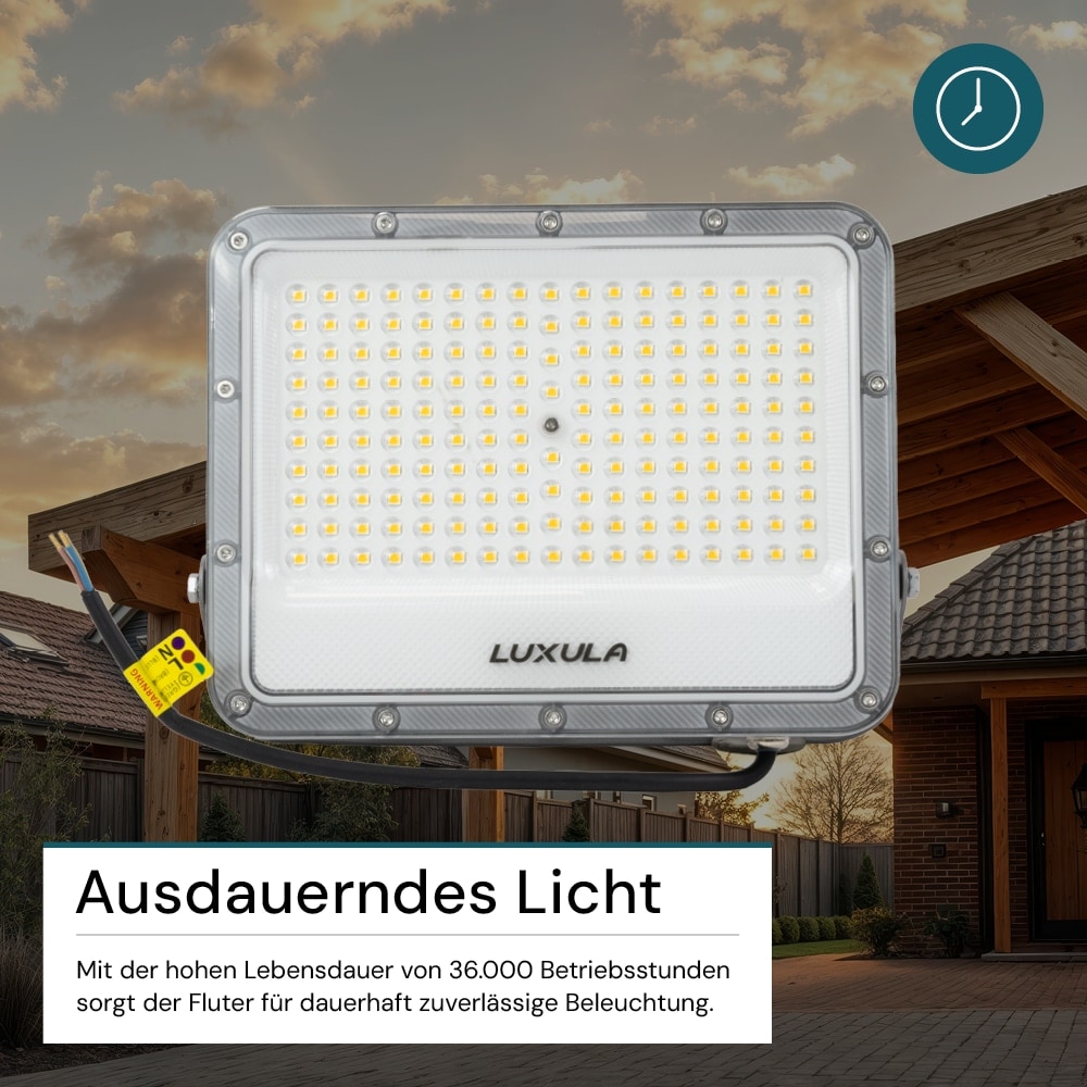 LUXULA LED-Fluter, EEK: E, 100W, 12000lm, 4000K, IP65, grau