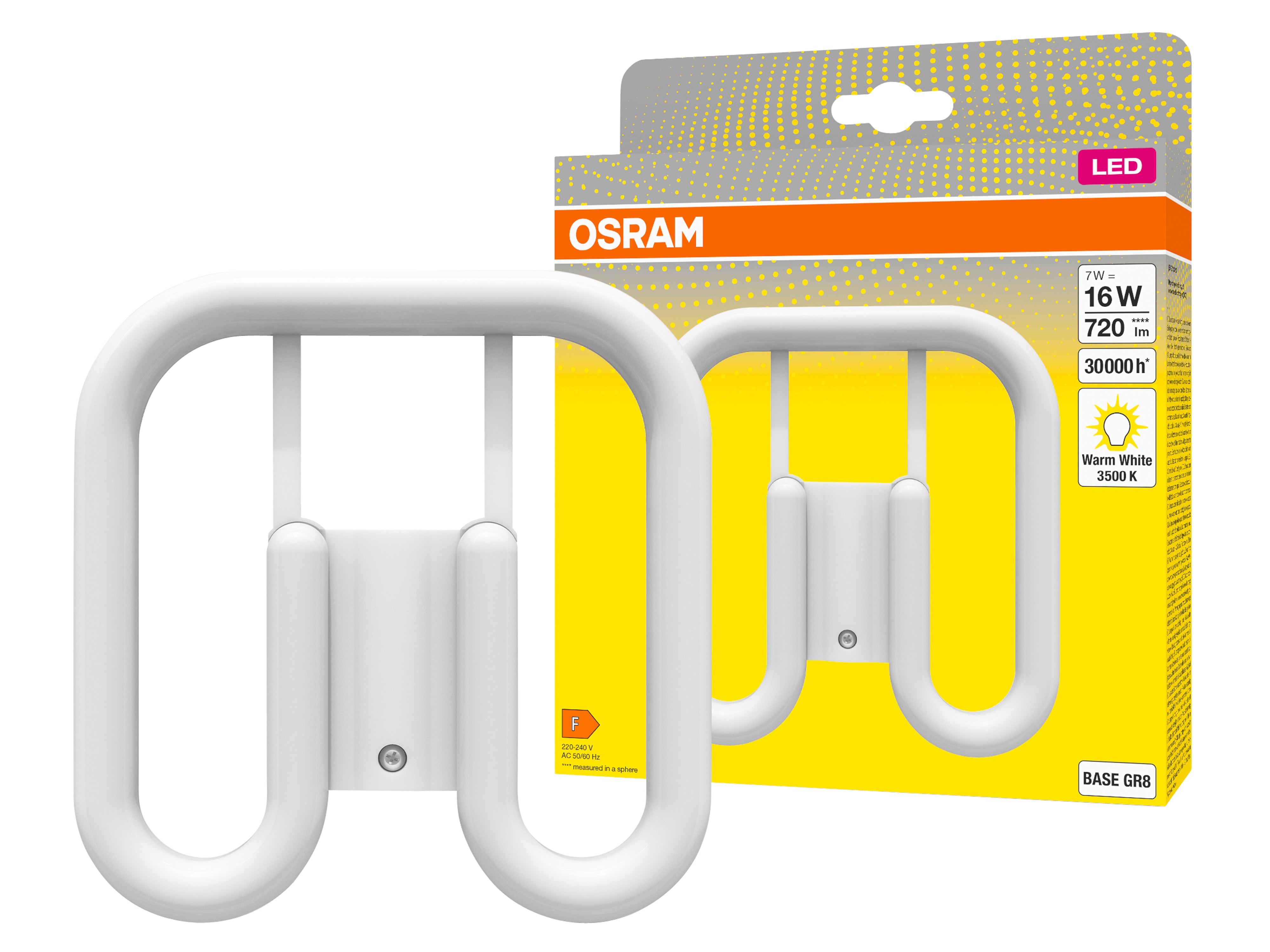 OSRAM LED-Lampe, Dulux SQ16, GR8, EEK: F, 7W, 720lm, 3500K