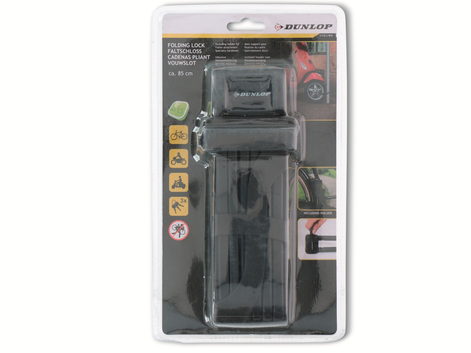 DUNLOP Fahrrad-Faltschloss, 850 mm