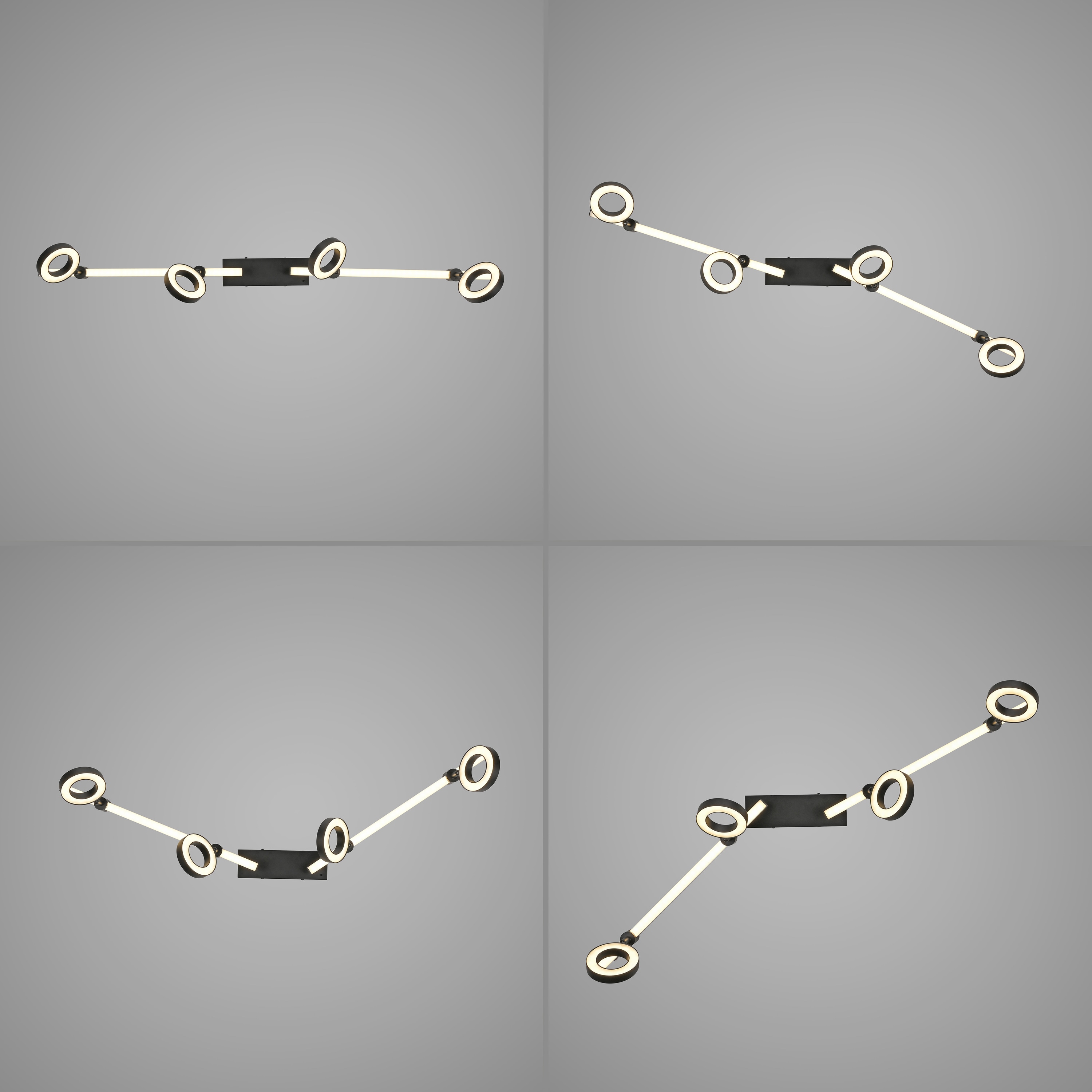 JUST LIGHT LED-Deckenleuchte 12076-18 schwarz, 21,5 W, 2600 lm, CCT, RGB, Smart Home