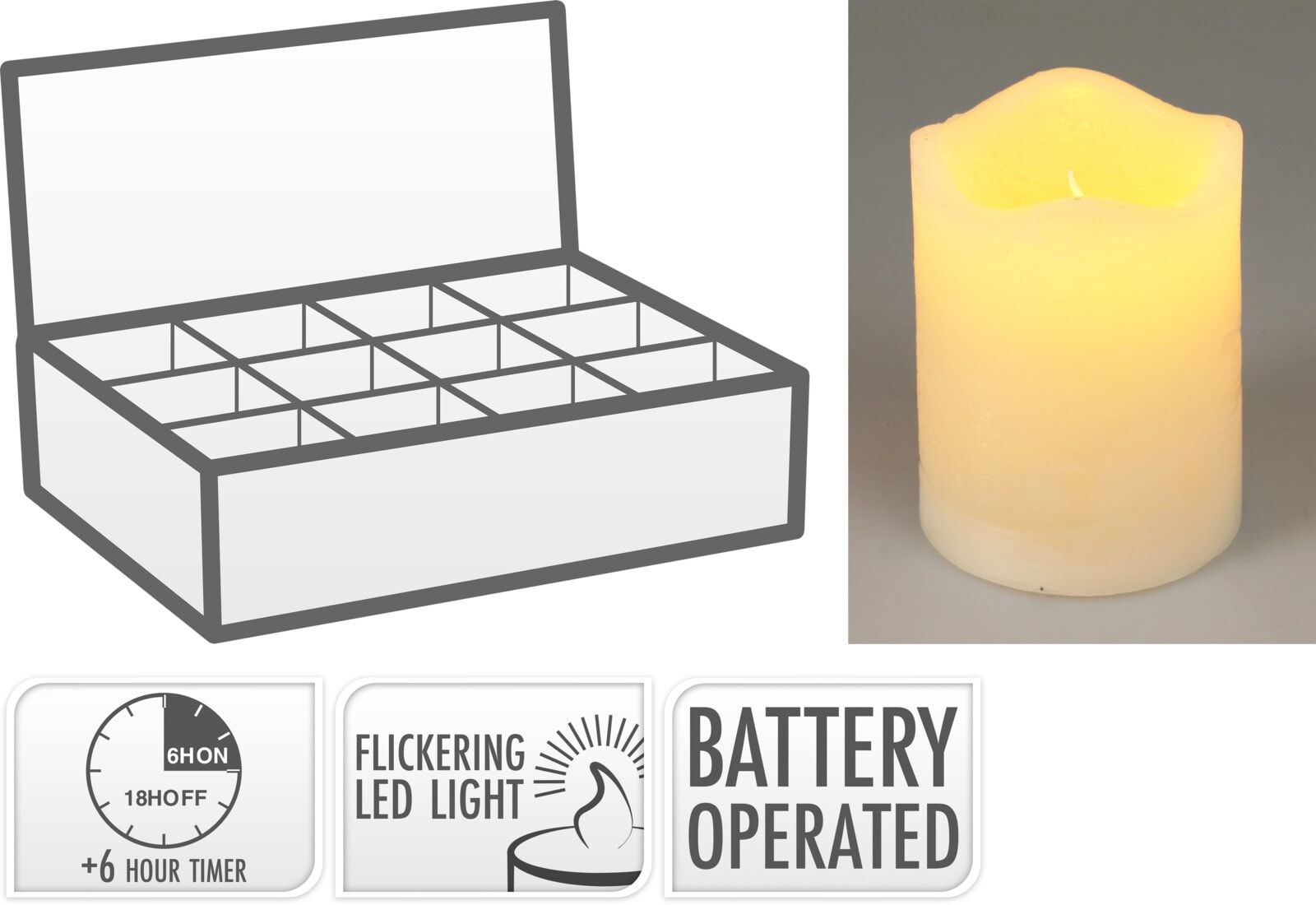 KOOPMAN LED-Kerze, Timerfunktion, elfenbein, 7x9cm