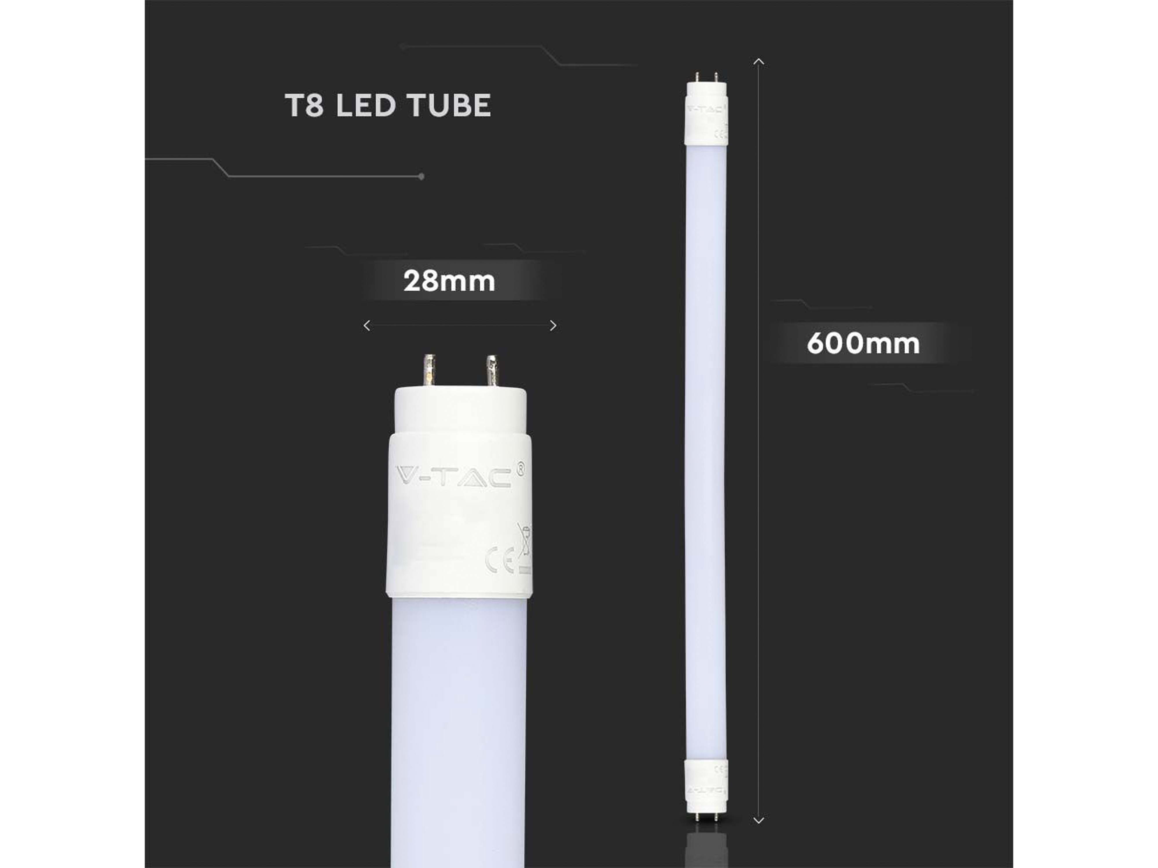 V-TAC LED-Röhre VT-6072, G13, EEK: F, 9W, 850lm, 6500K, 600mm V-TAC LED-Röhre VT-6072, G13, EEK: F, 9W, 850lm, 6500K, 600mm