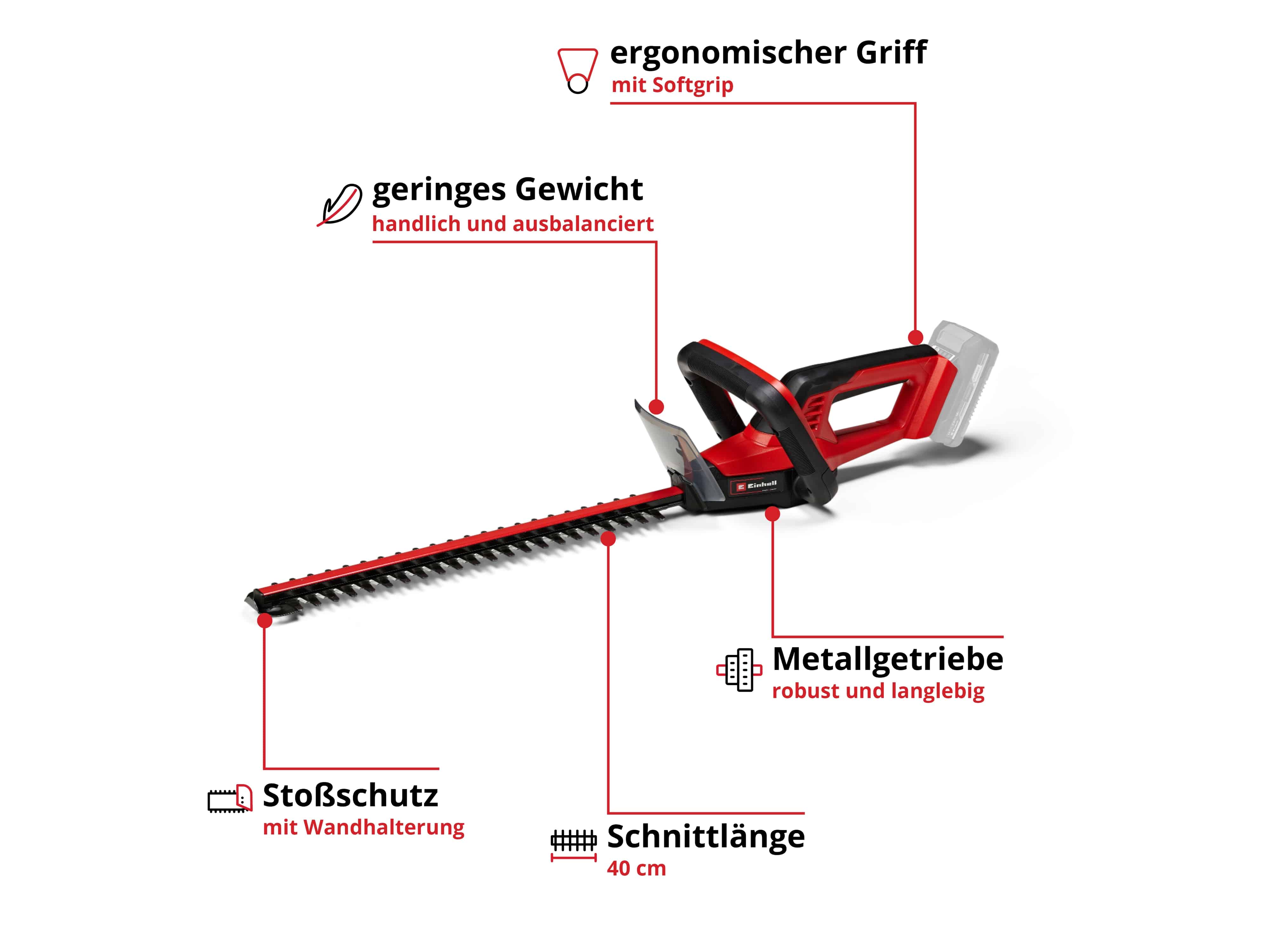 EINHELL Akku-Heckenschere GC-CH 18/40 Li, Solo EINHELL Akku-Heckenschere GC-CH 18/40 Li, Solo